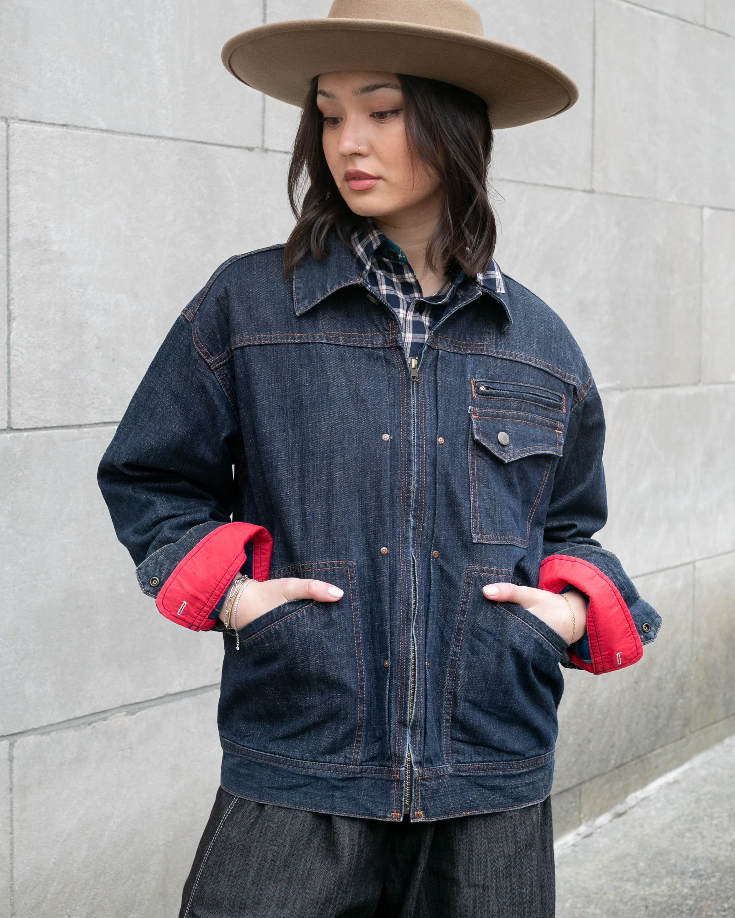 Japanese Repro Denim Jacket, Sekaifuji, Utility Pocket Details - XL - Image 5