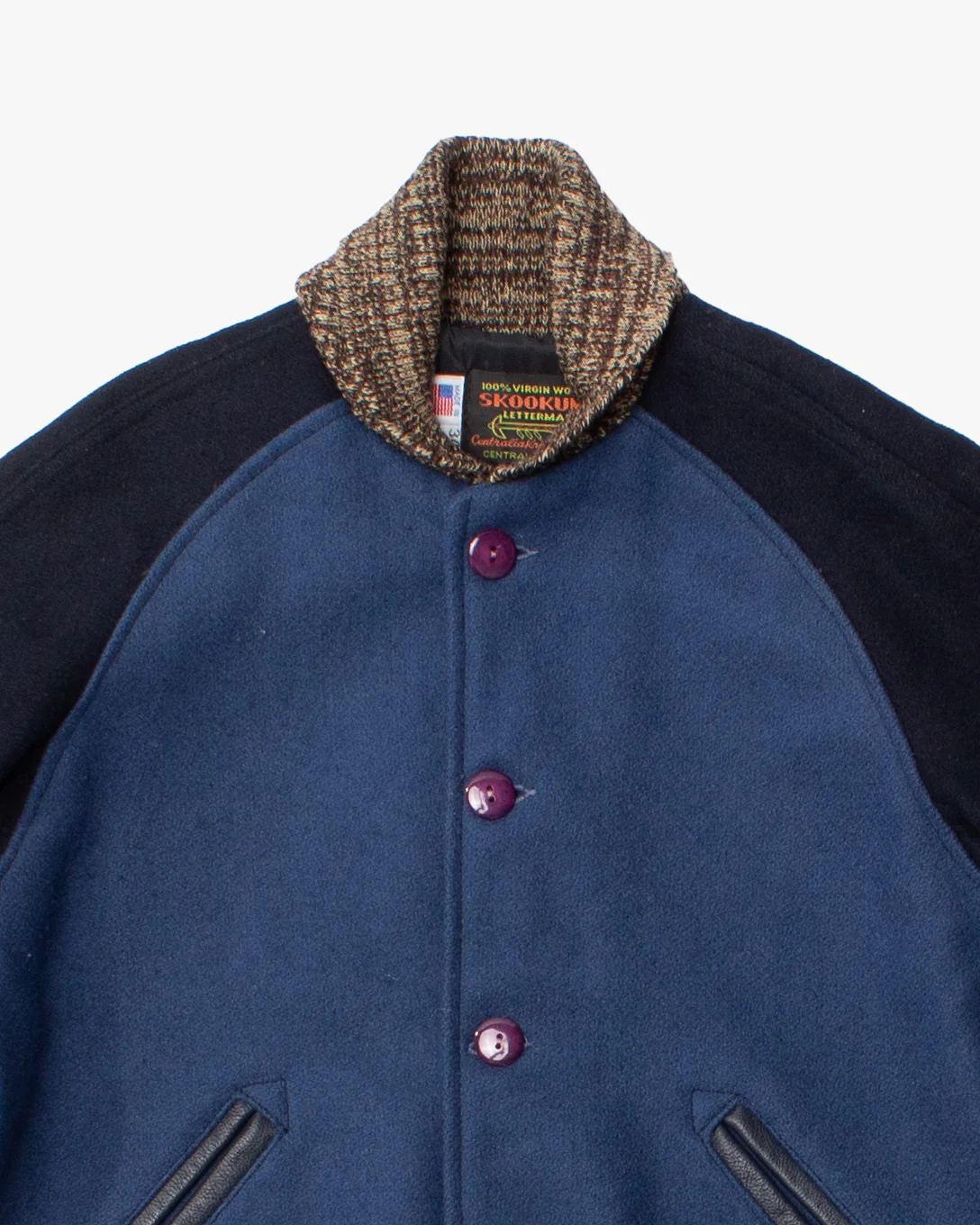 Japanese Repro Jacket, S, Skookum Letterman, Blue and Black Wool - Image 2