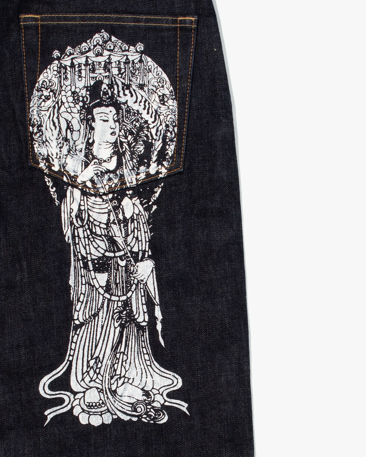 Japanese Repro Denim Jeans, Mukashi Mukashi, Hand Painted - 31 - Image 10