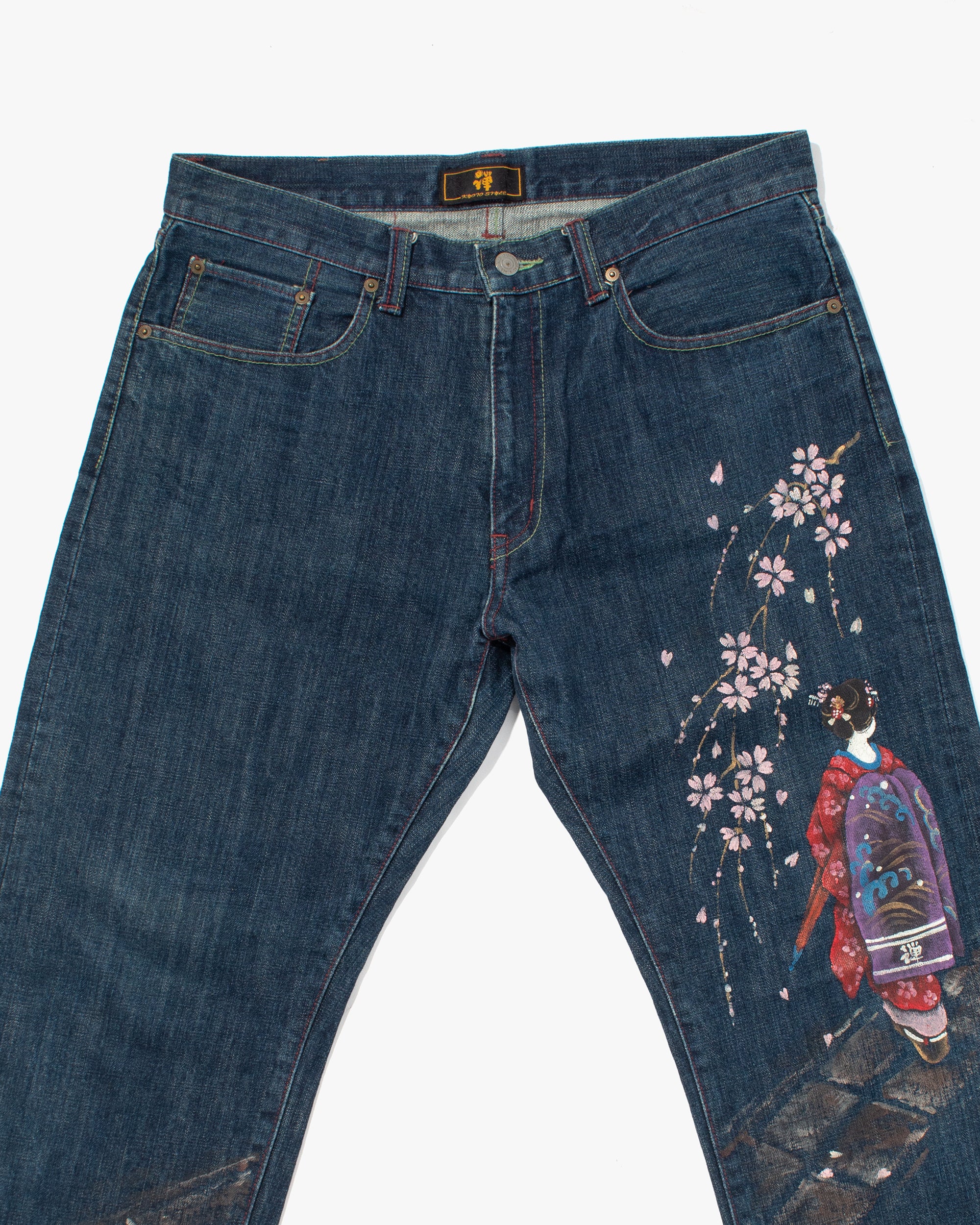 Japanese Repro Denim Jeans, Zen Denim, Painted Woman - 35" - Image 2
