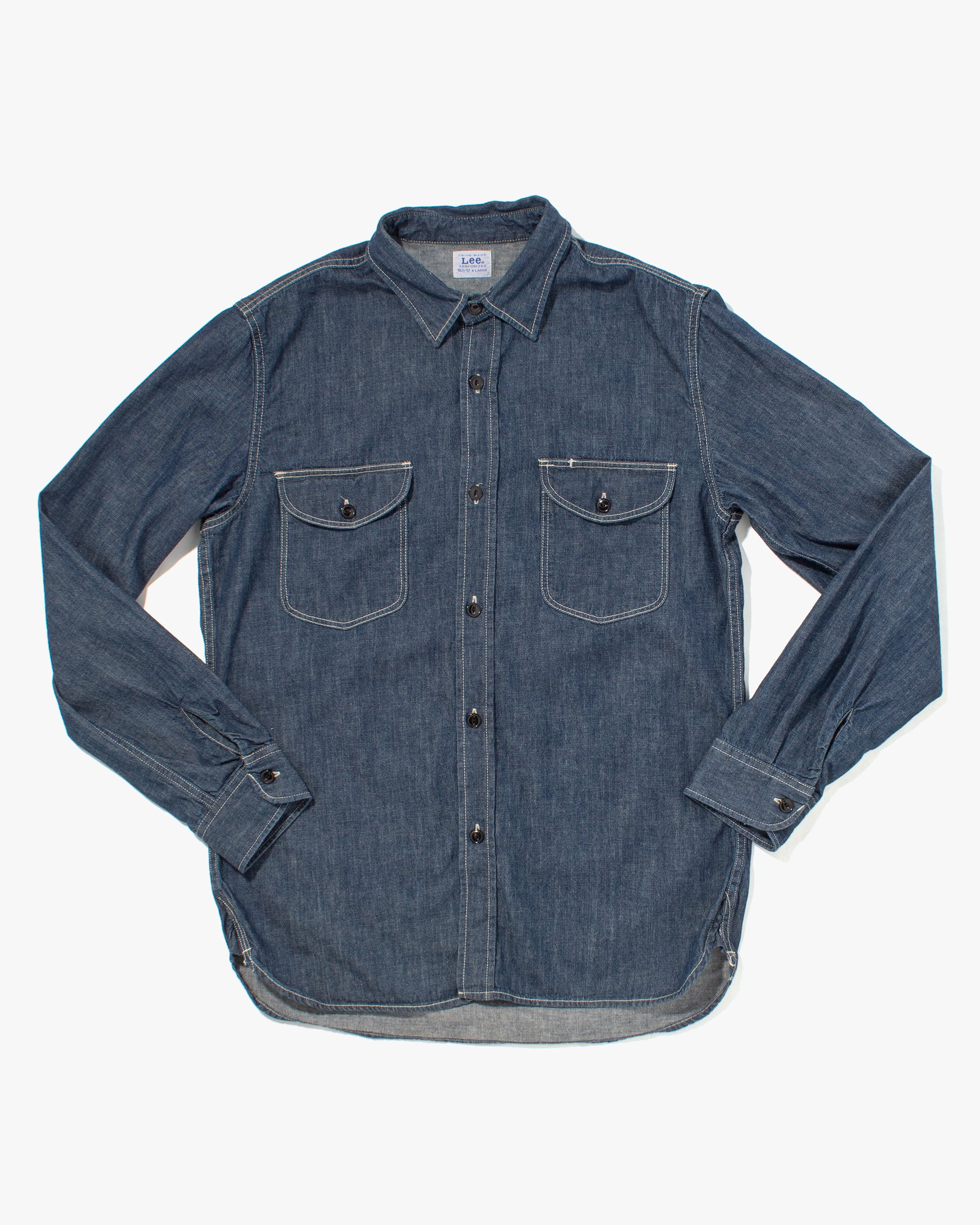 Japanese Repro Denim Shirt, Lee, White Contrasting Stitch - XL