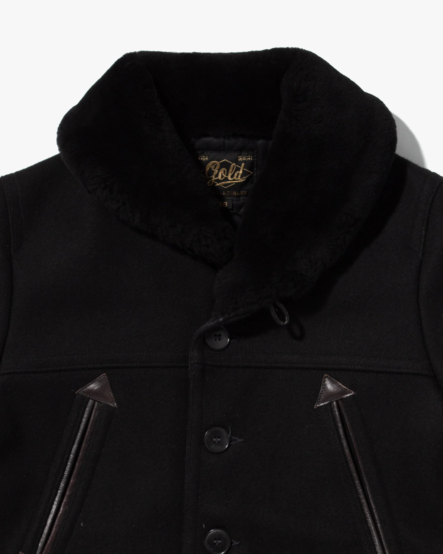 Japanese Repro Jacket, Gold, Wool Jacket, Black with Fur Collar - M - Image 2