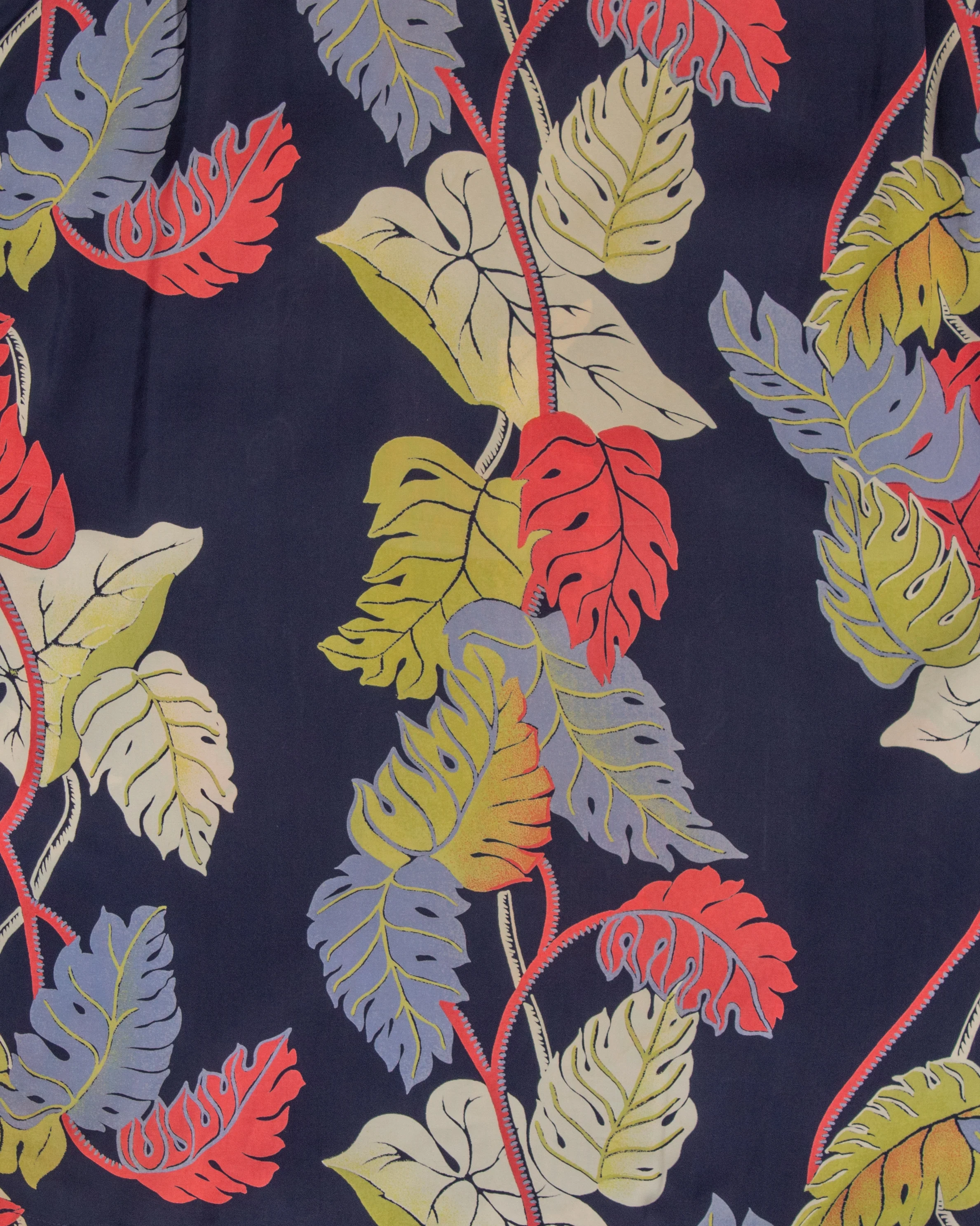 Japanese Repro, Long Sleeve Aloha Shirt, Sun Surf Brand, Navy with Colorful Monstera Leaves - Image 8