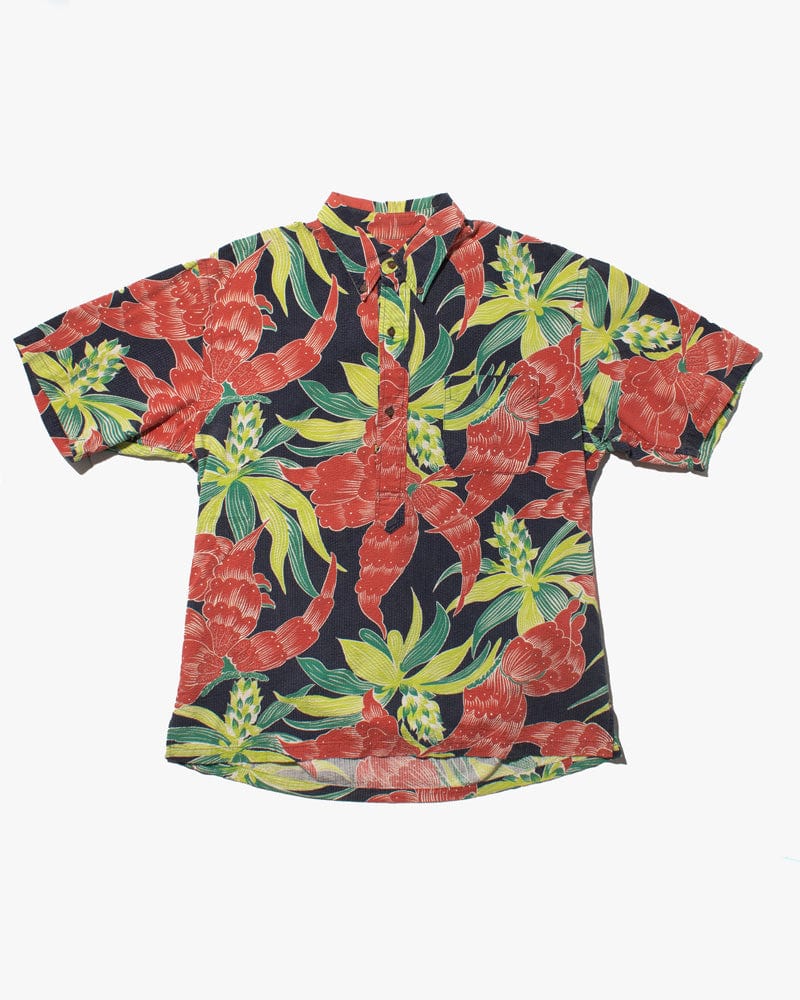 Japanese Repro Shirt, Seersucker Aloha Short Sleeve, Sun Surf Brand, Bright Flower - L - Image 6