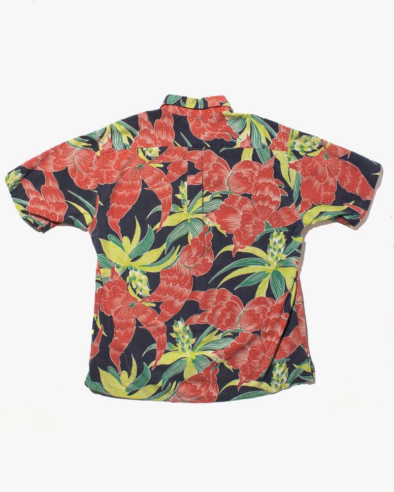Japanese Repro Shirt, Seersucker Aloha Short Sleeve, Sun Surf Brand, Bright Flower - L - Image 8
