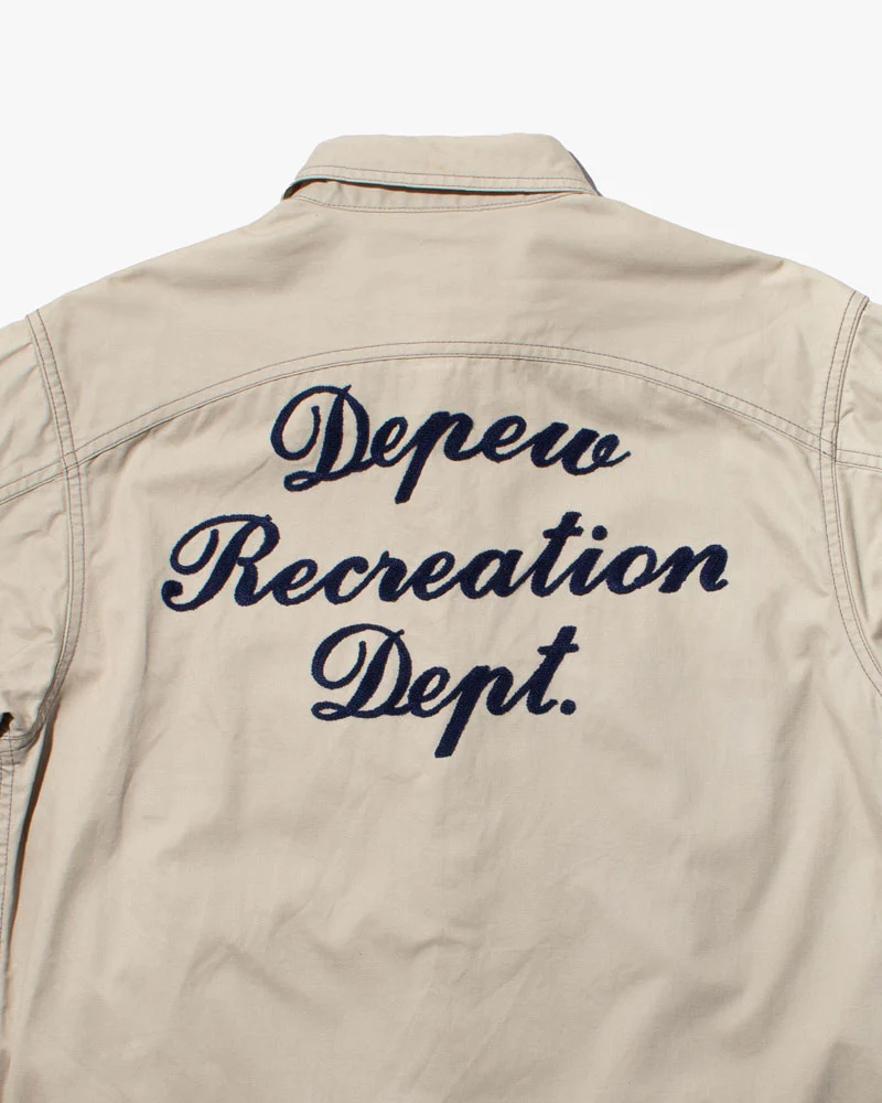 Japanese Repro Work Shirt, Custom Chain Stitched Long Sleeve Button-Up, Cream - Image 5