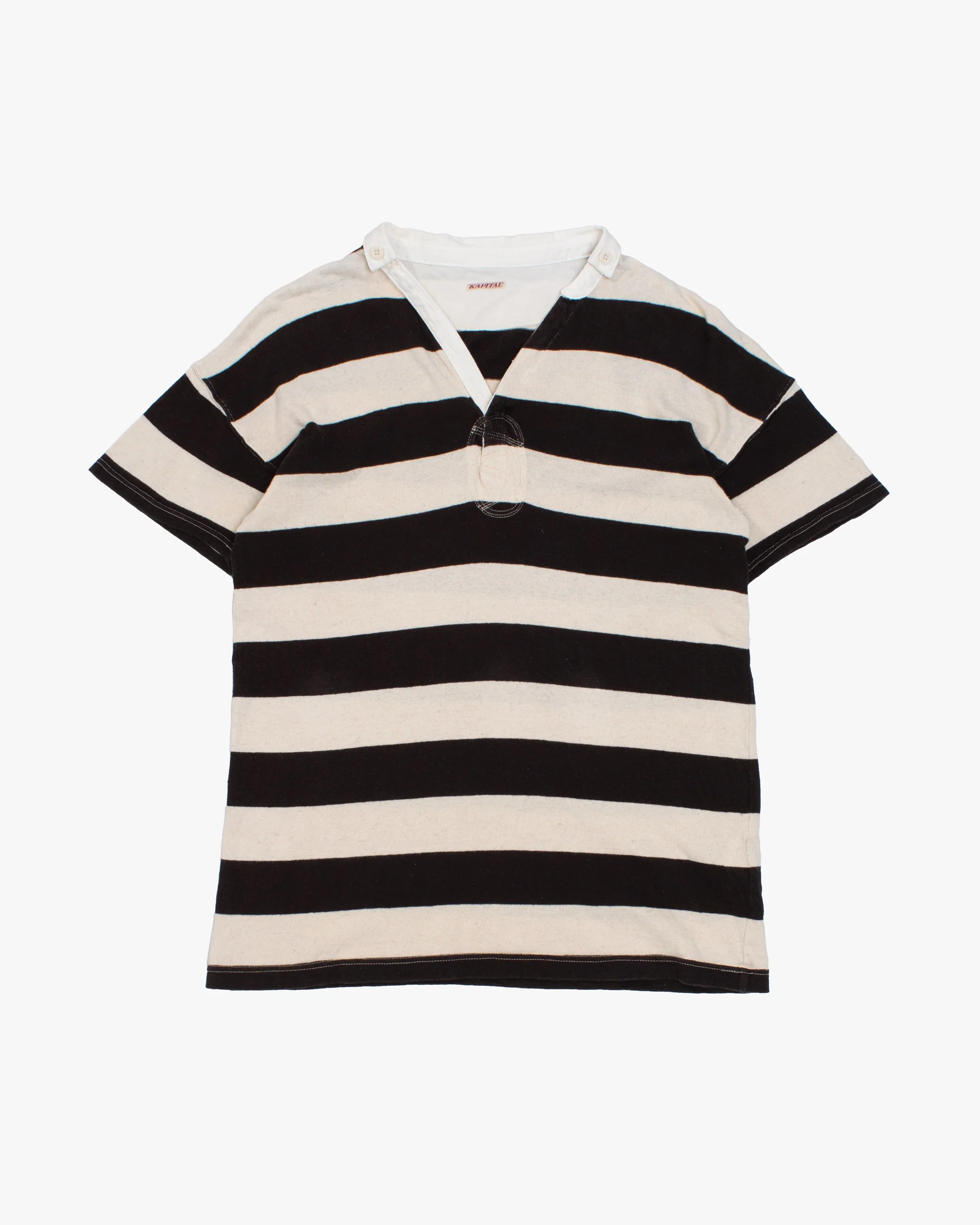 Japanese Repro Shirt, XL, Kapital, Black and Cream Stripes