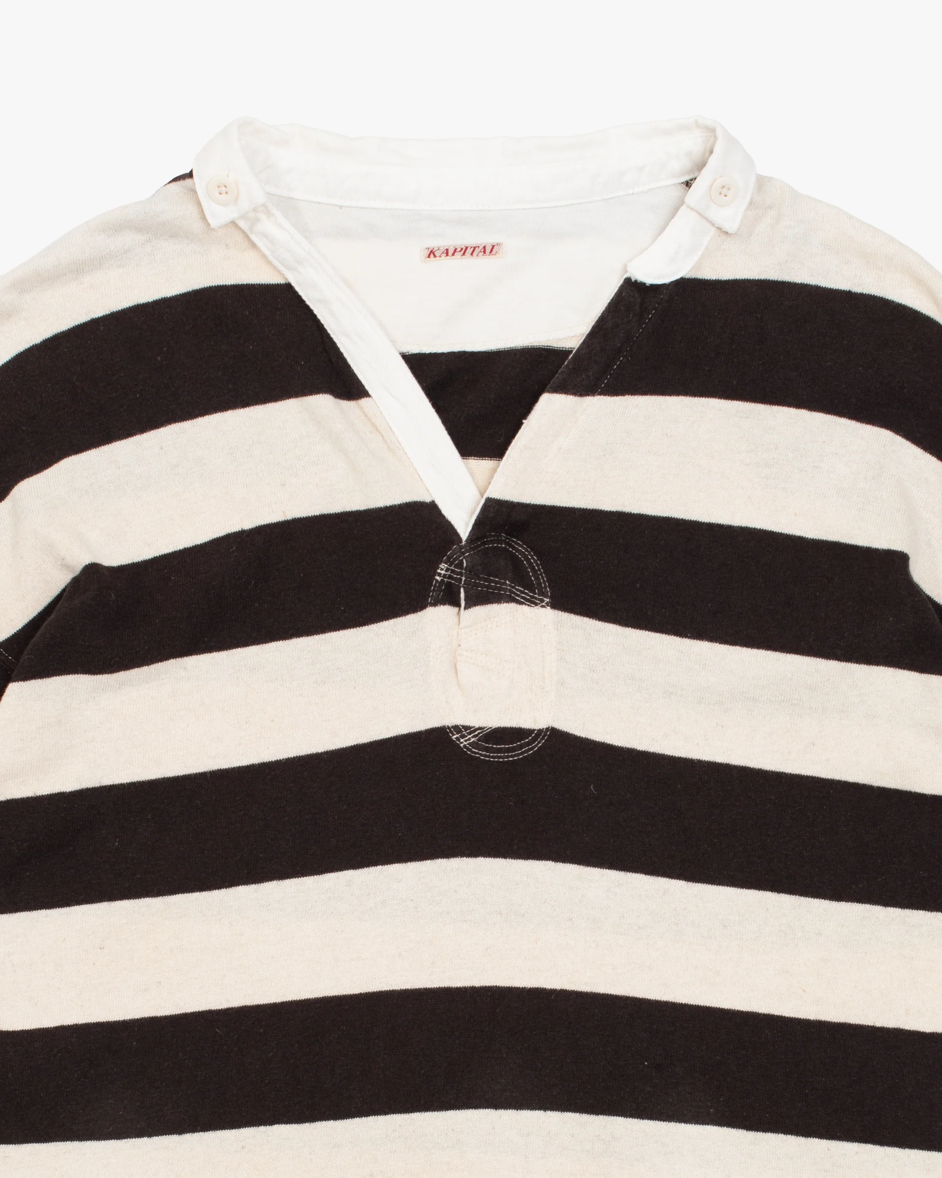 Japanese Repro Shirt, XL, Kapital, Black and Cream Stripes - Image 2