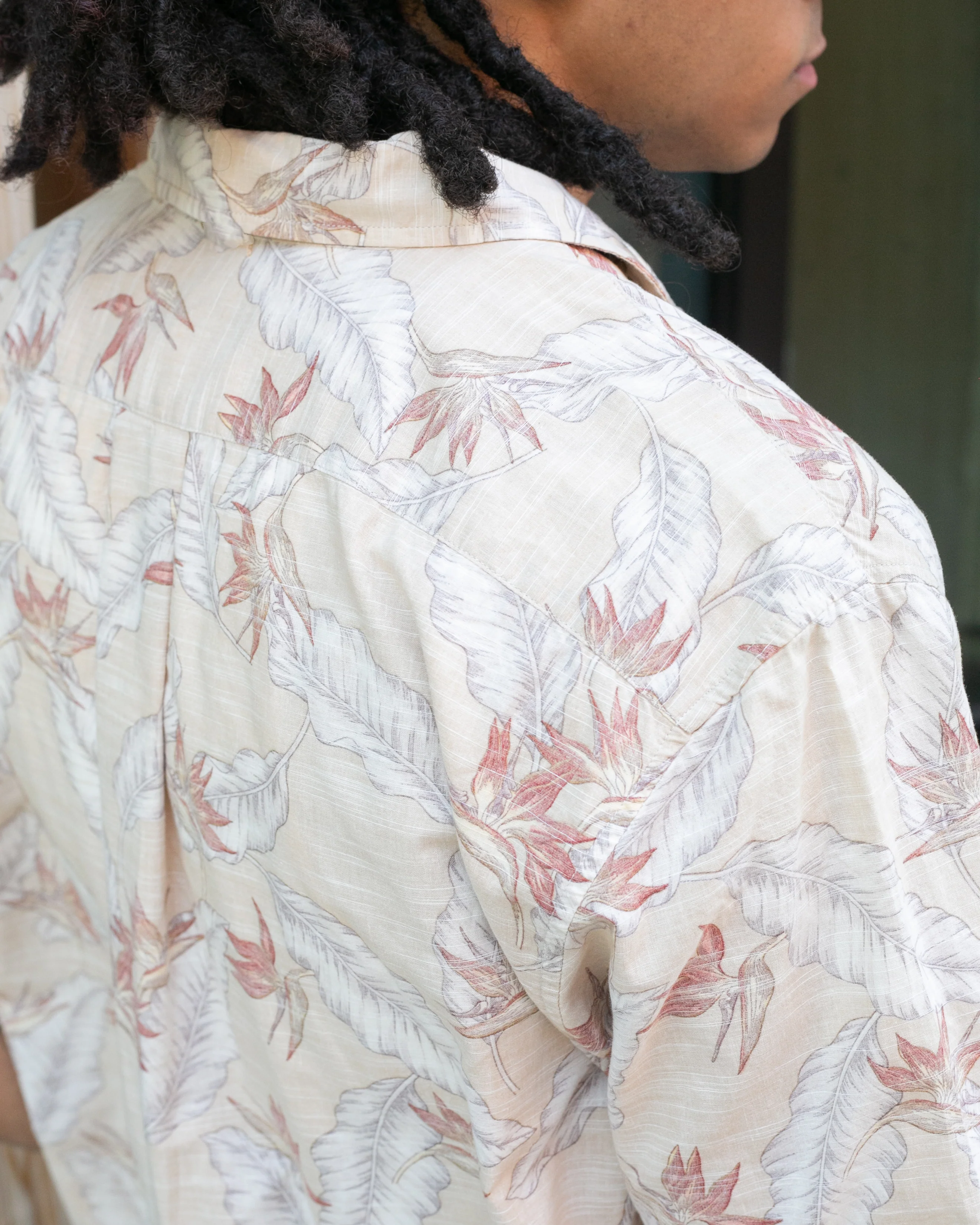 Japanese Repro, Short Sleeve Aloha Shirt, Hawaiian Aloha Tropical Brand, Cream and Brown Leaves - Image 4