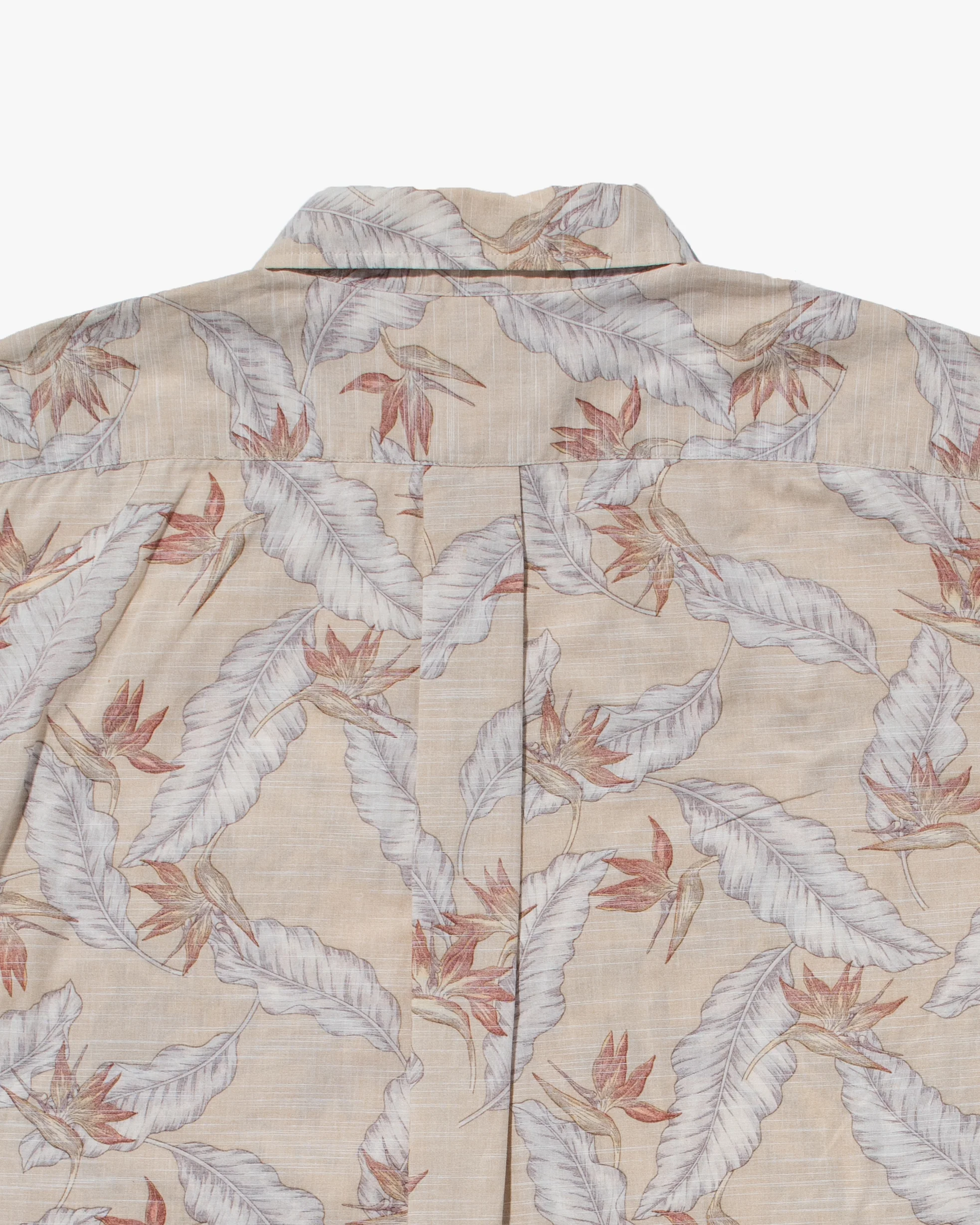 Japanese Repro, Short Sleeve Aloha Shirt, Hawaiian Aloha Tropical Brand, Cream and Brown Leaves - Image 9