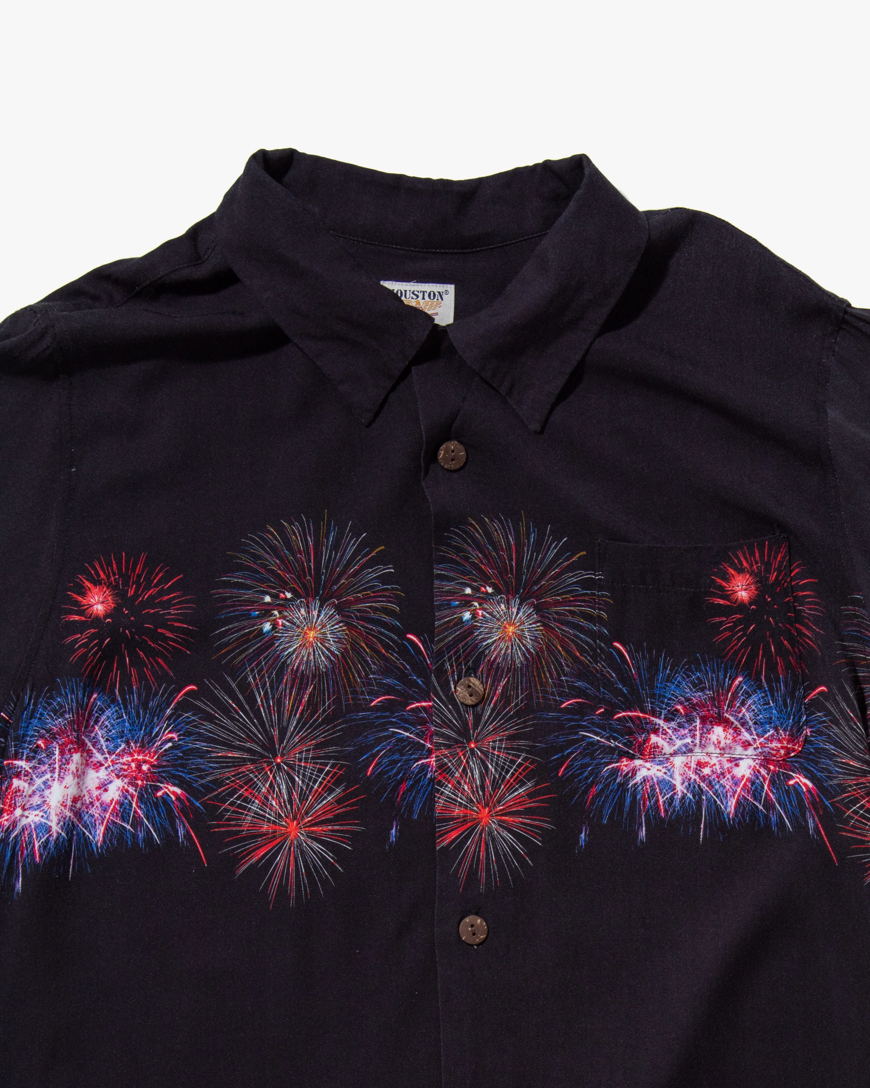 Japanese Repro, Short Sleeve Aloha Shirt, Houston Brand, Black with Fireworks - Image 9