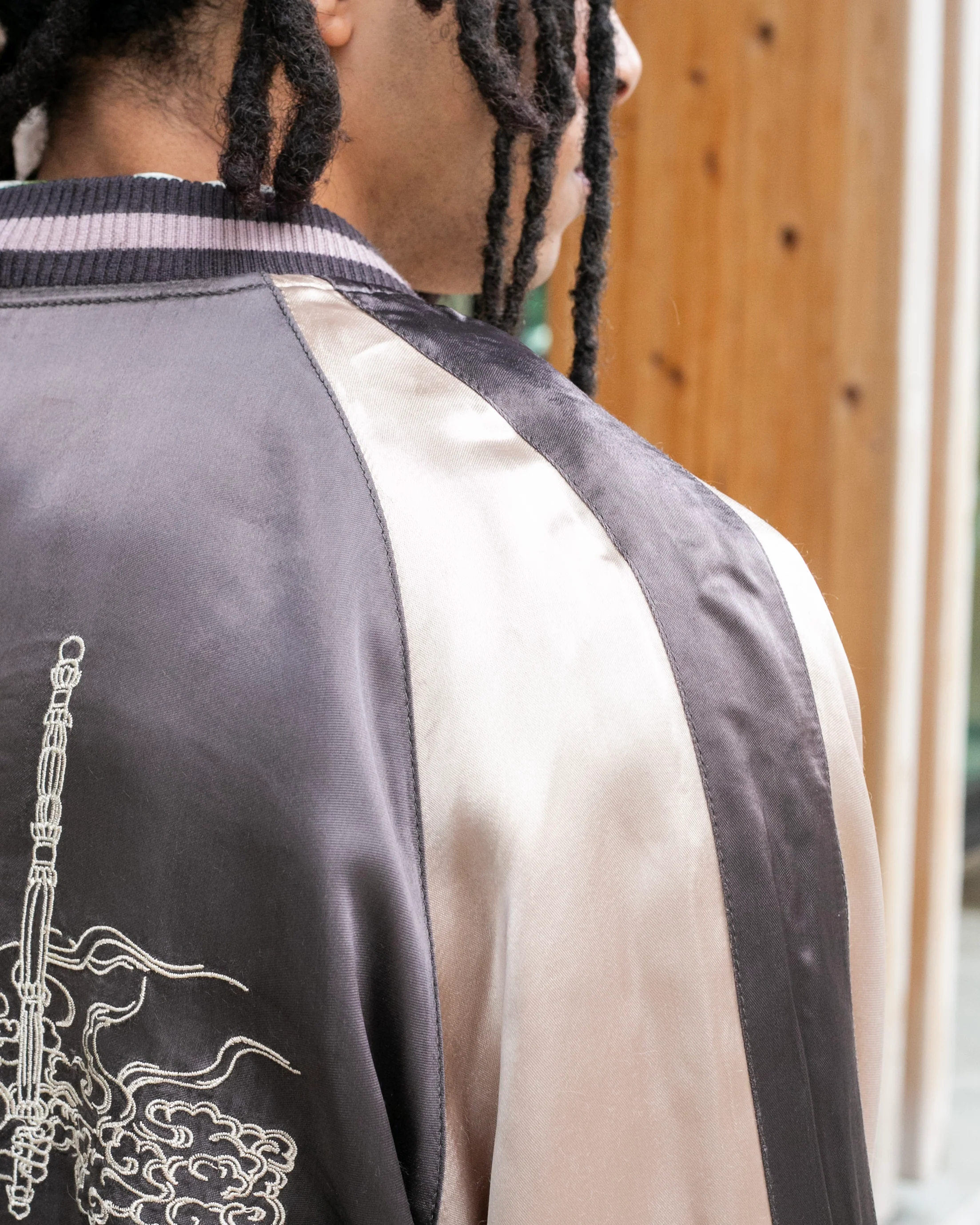 Japanese Repro Souvenir Jacket, Reversible, Taupe with Warrior - XL - Image 12