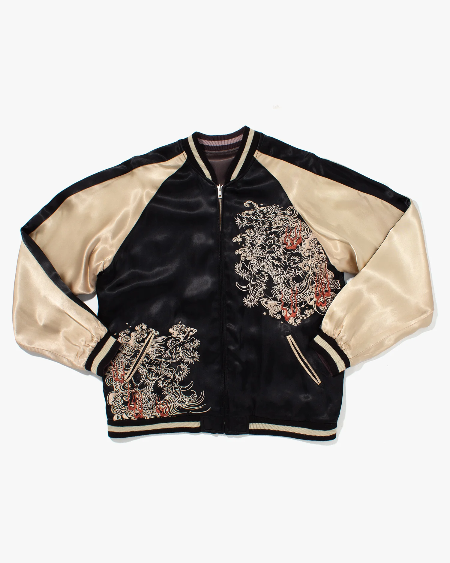 Japanese Repro Souvenir Jacket, Reversible, Taupe with Warrior - XL - Image 15