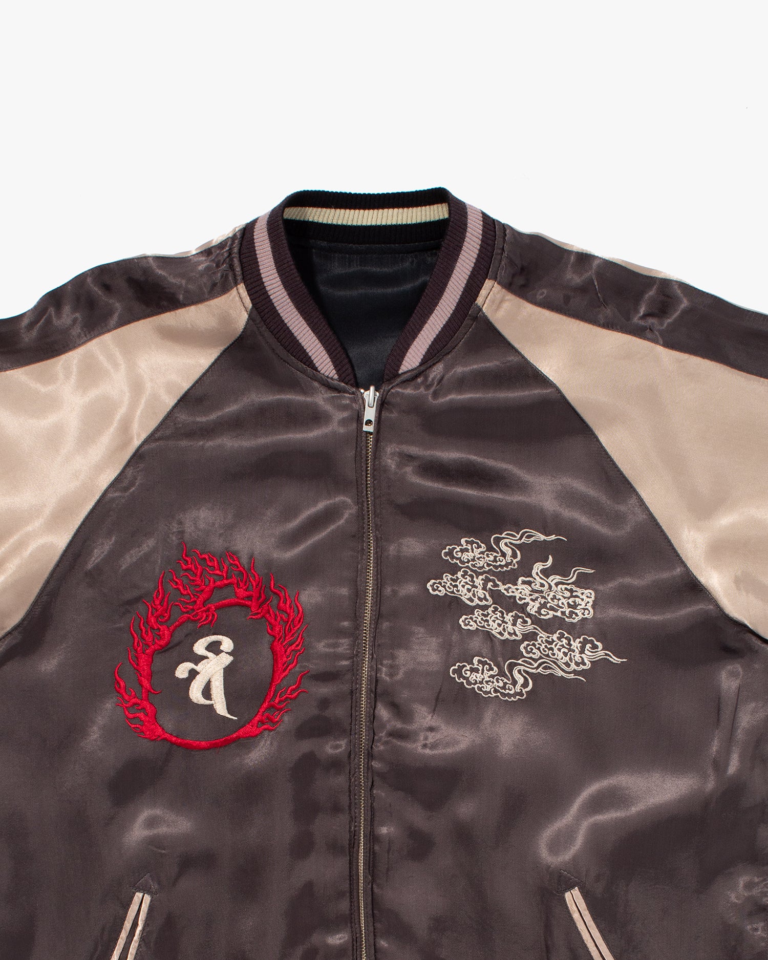 Japanese Repro Souvenir Jacket, Reversible, Taupe with Warrior - XL - Image 16