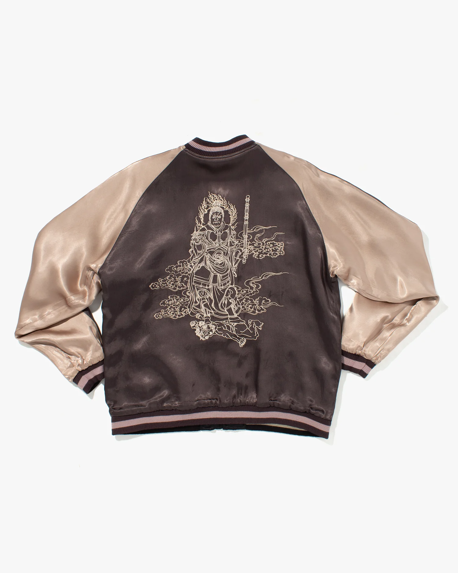 Japanese Repro Souvenir Jacket, Reversible, Taupe with Warrior - XL - Image 18