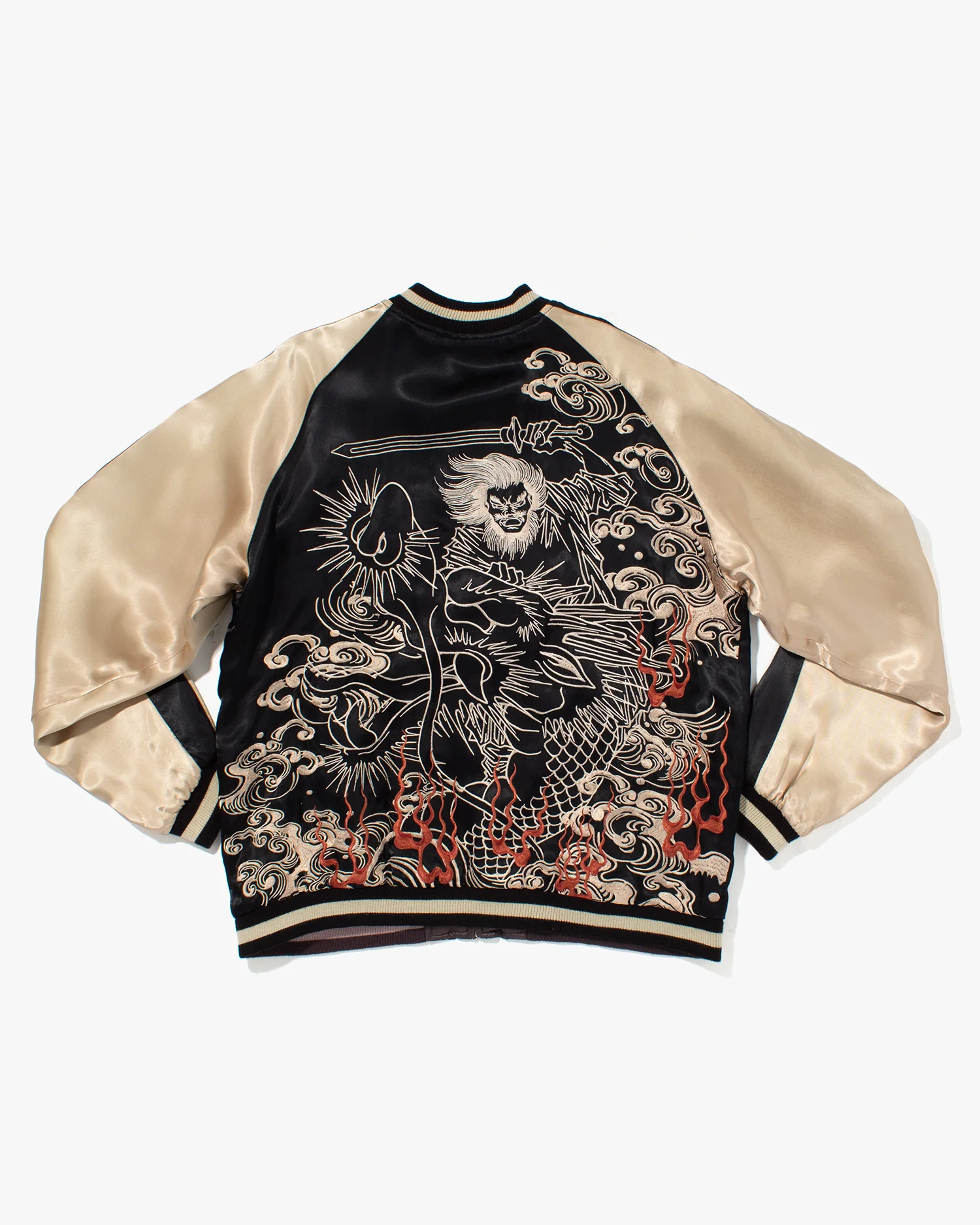 Japanese Repro Souvenir Jacket, Reversible, Taupe with Warrior - XL - Image 20