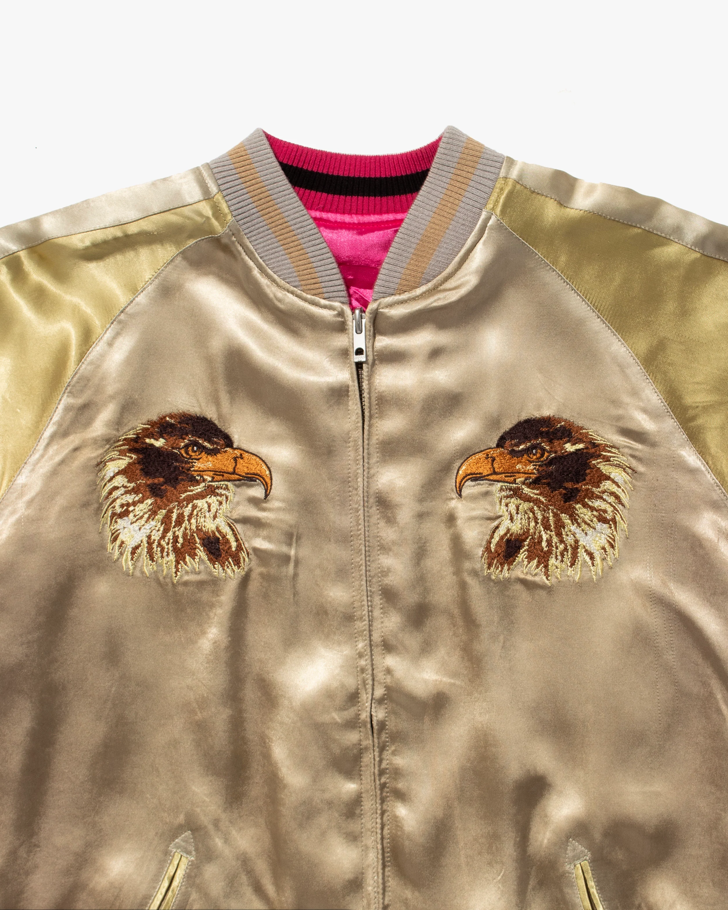 Japanese Repro Souvenir Jacket, Reversible, Gold Pherrow and Hot Pink - L - Image 9