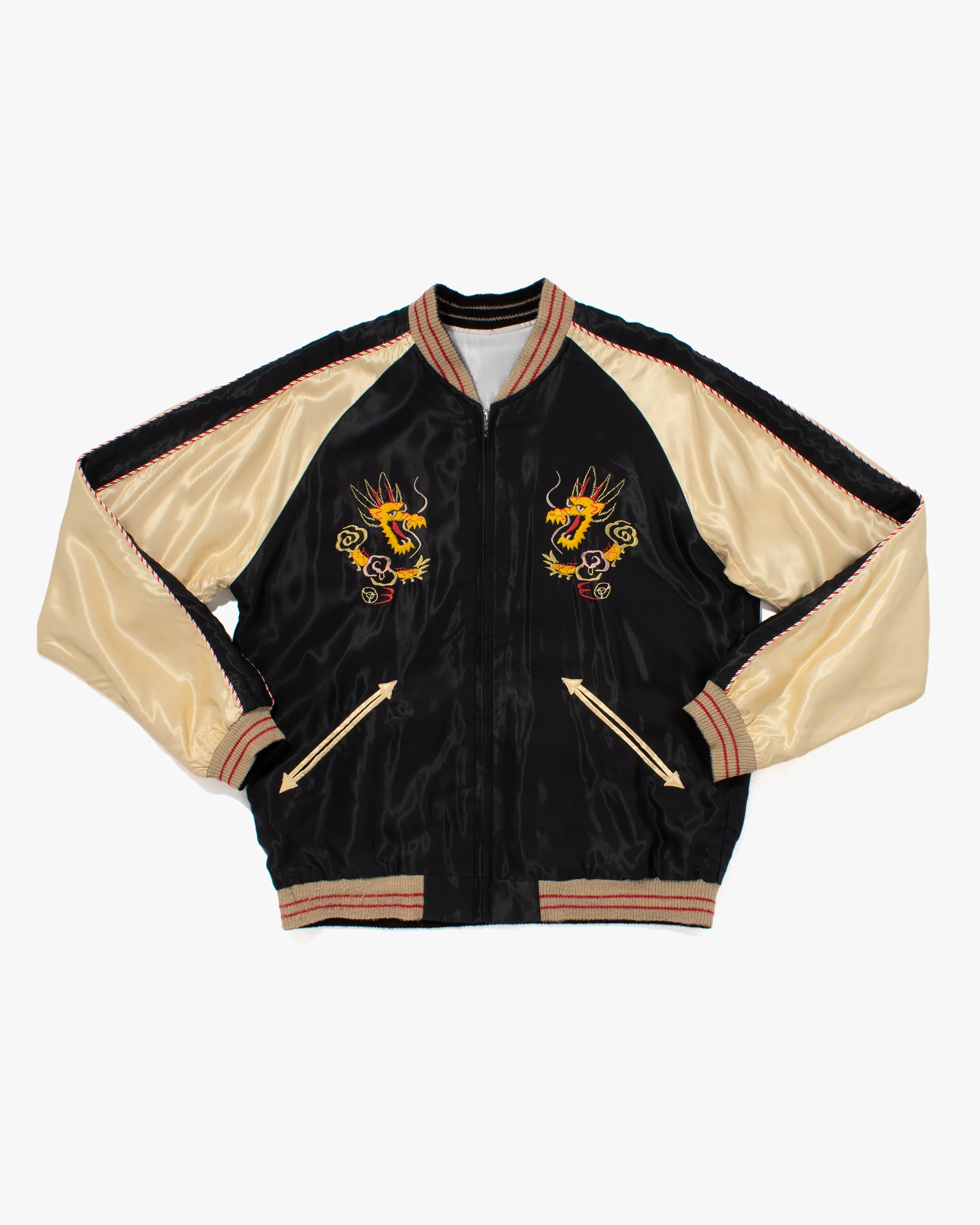 Japanese Repro Souvenir Jacket, Reversible, L, Silver with Map and Animals - Image 8