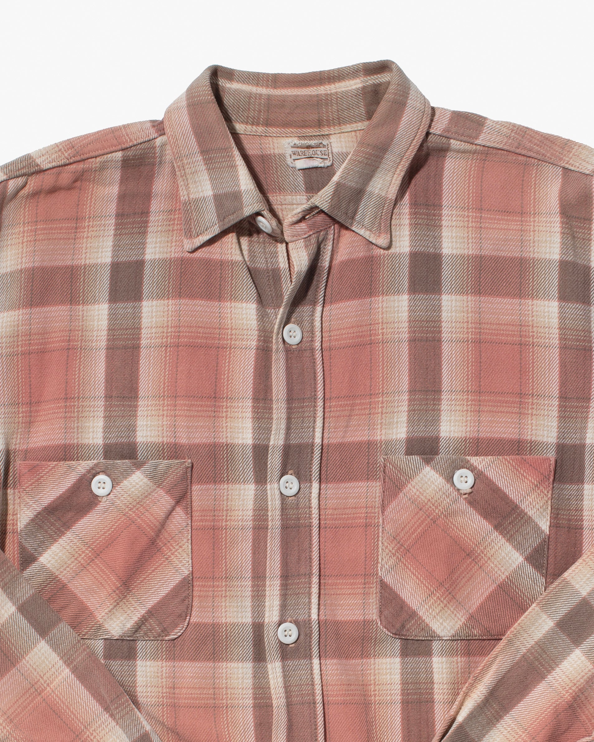 Japanese Repro Flannel Shirt , Warehouse, Plaid Pink - S - Image 2
