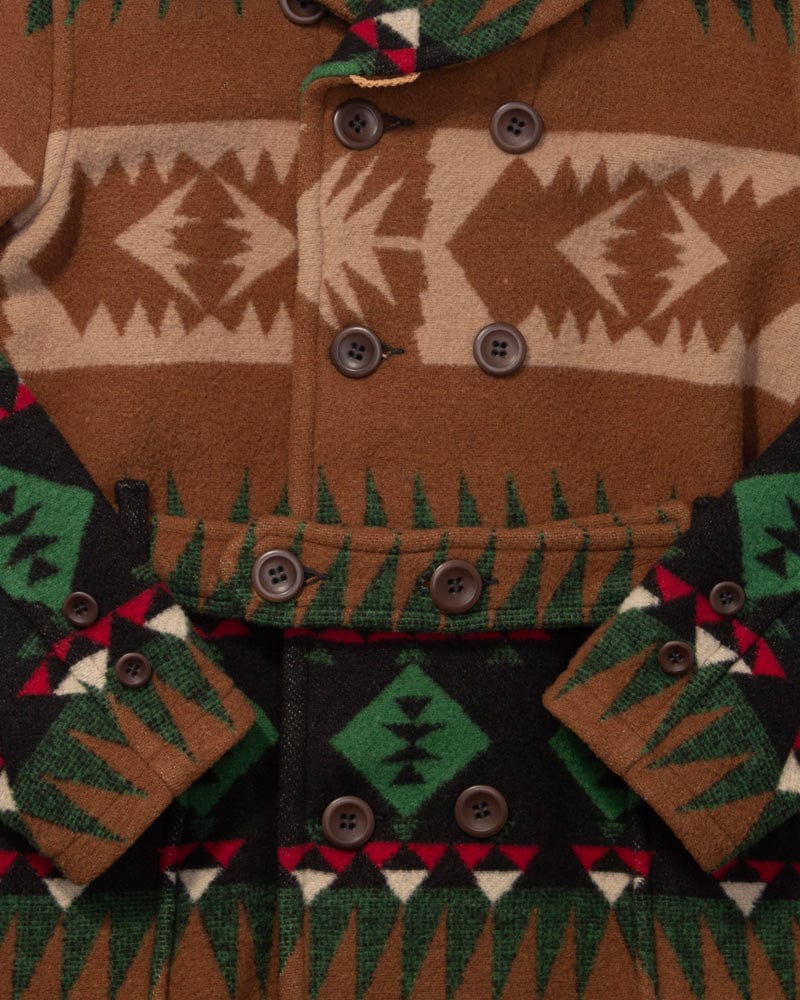 Japanese Repro Blanket Coat w/ Belt, Jelado Brand, Wool, Brown and Green - 38 - Image 7