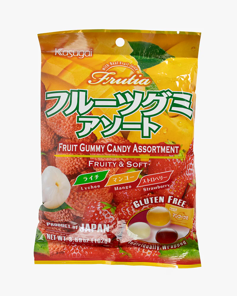 Kasugai Assorted Gummies, Lychee, Mango, Strawberry