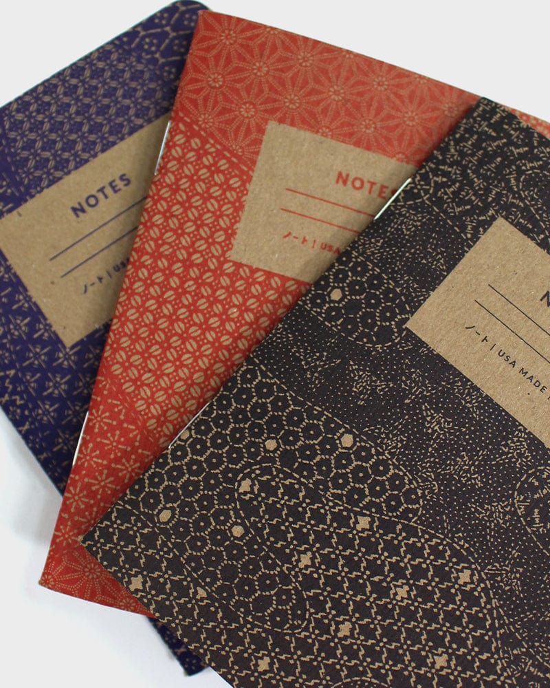 Kiriko Original Small Notebook, Katazome Pattern, Red Lines - Image 3