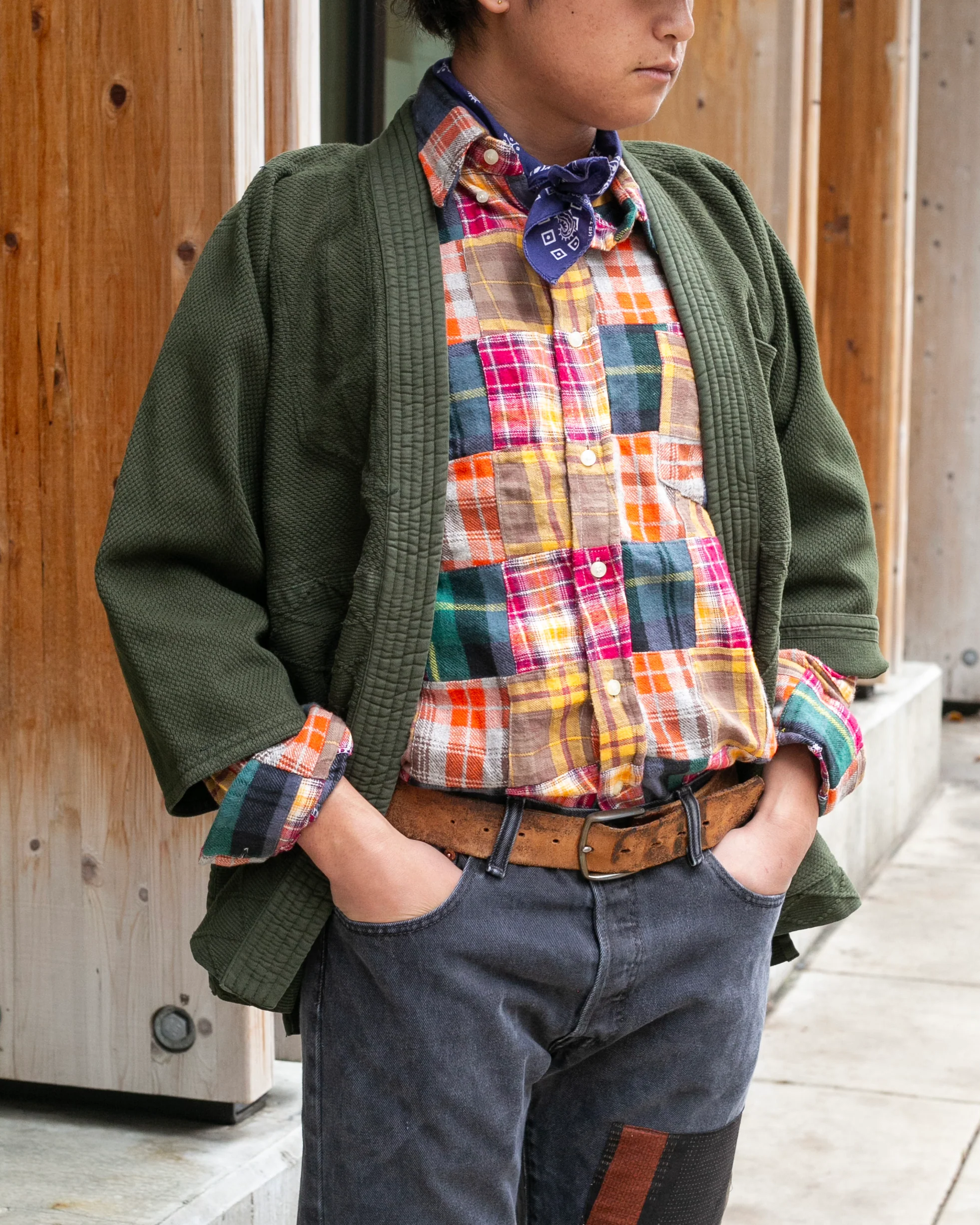 Kiriko Custom Dyed Kendogi Jacket with Pockets, Aimirucha, Style A - Image 4