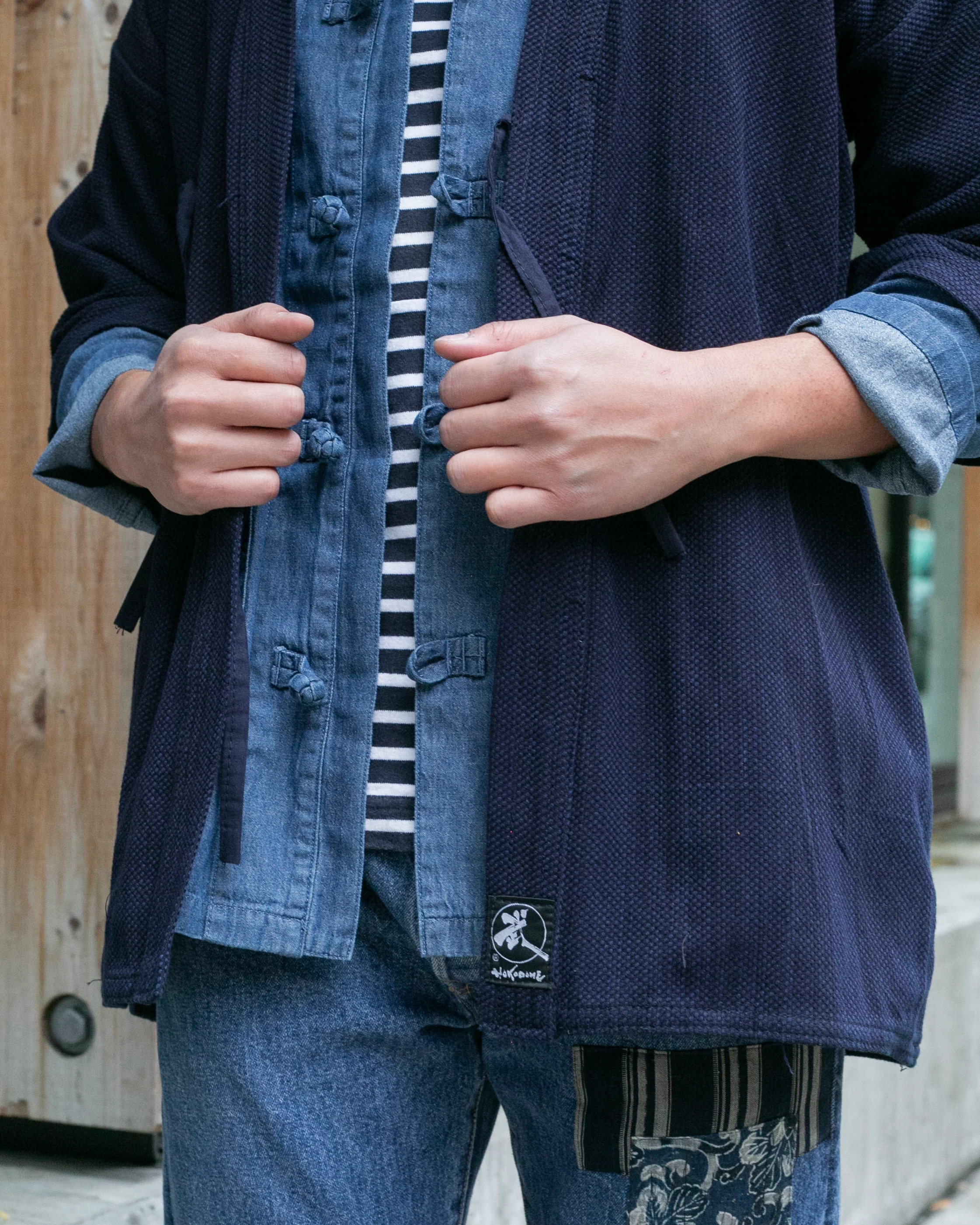 Kiriko Custom Kendo X Denim Mandarin Jacket, Dark Wash - L - Image 5