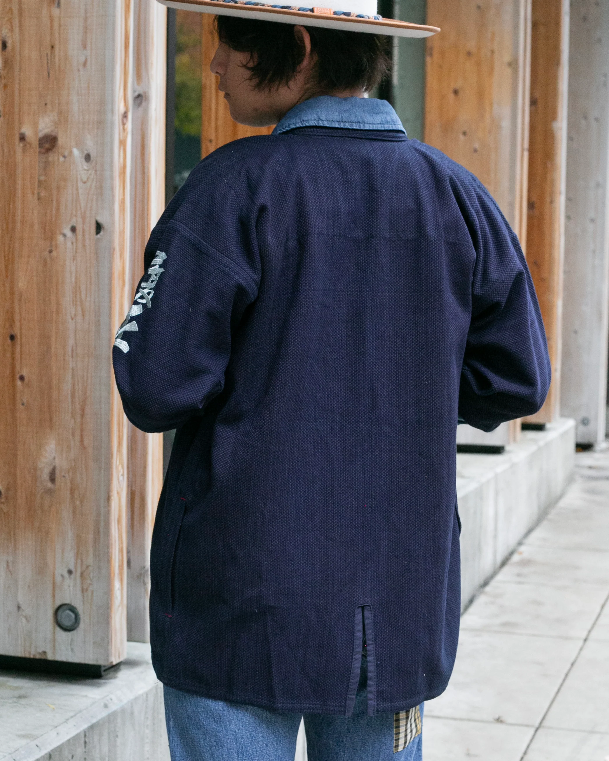 Kiriko Custom Kendo X Denim Mandarin Jacket, Dark Wash - L - Image 7