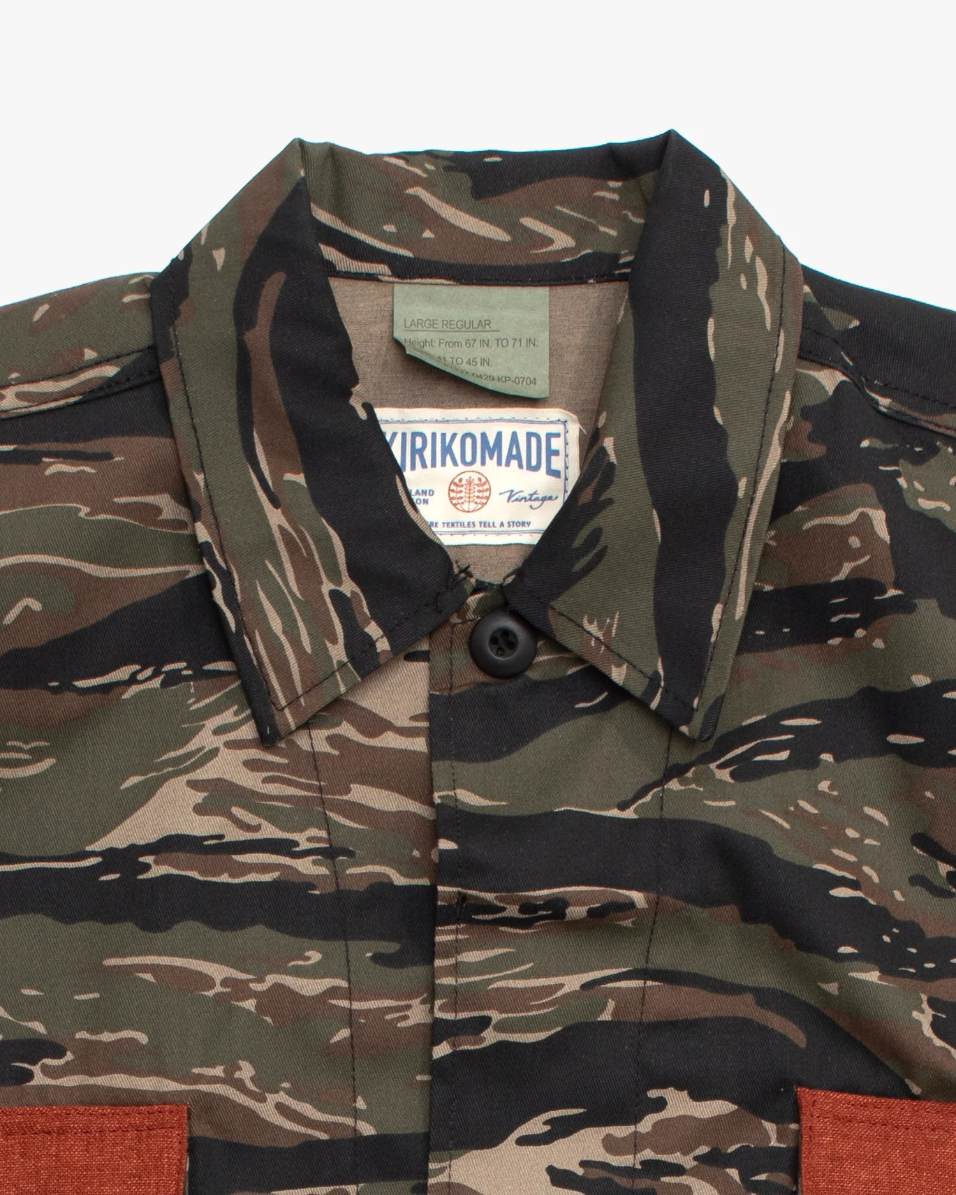 Kiriko Custom Cropped Military Jacket, Camo Patched, Phoenix Obi and Indigo Uroko with Rust Pockets Flaps - Image 4