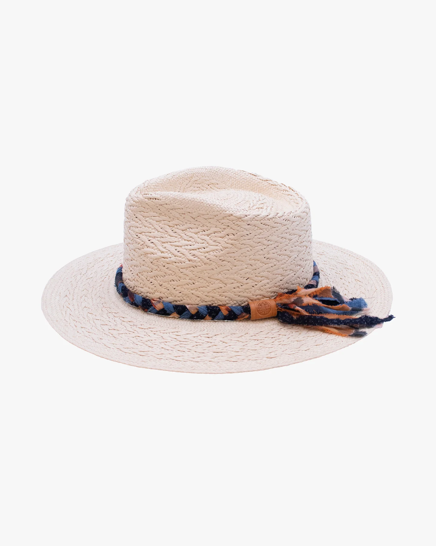 Kiriko Custom Panama Hat, Straw, Braided Katazome, Indigo and Orange - Image 3
