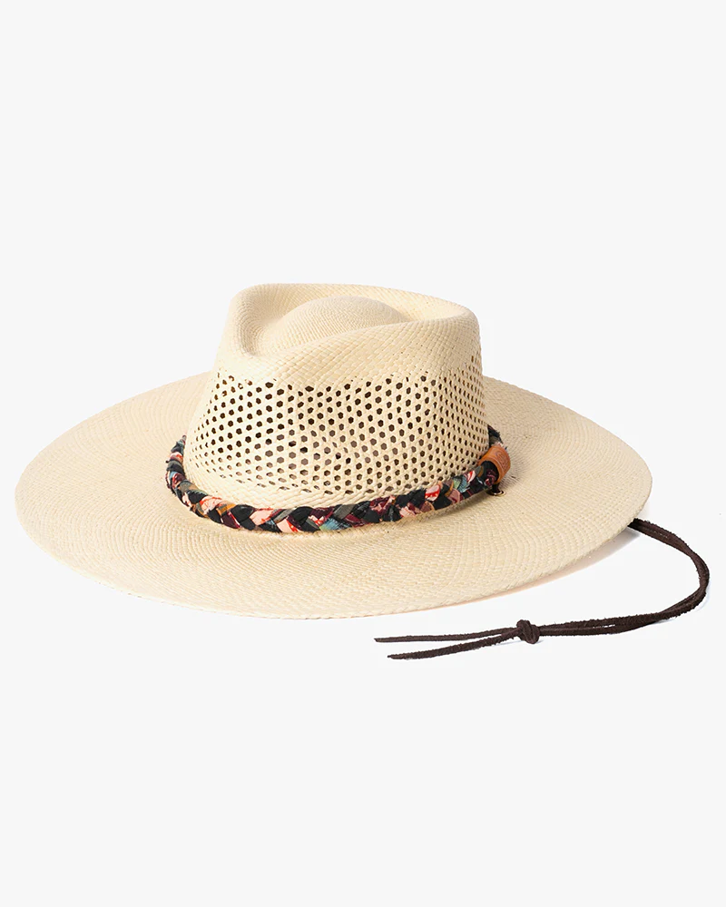 Kiriko Custom Panama Hat, Straw, Braided Shades of Burgundy and Orange Floral and Plaid - Image 2