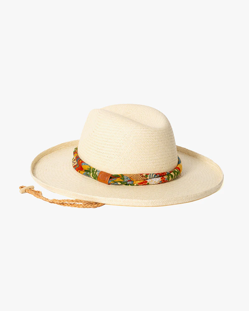 Kiriko Custom Panama Hat, Straw, Shades of Orange Multi Pattern with Blue and Green Accents - Image 2