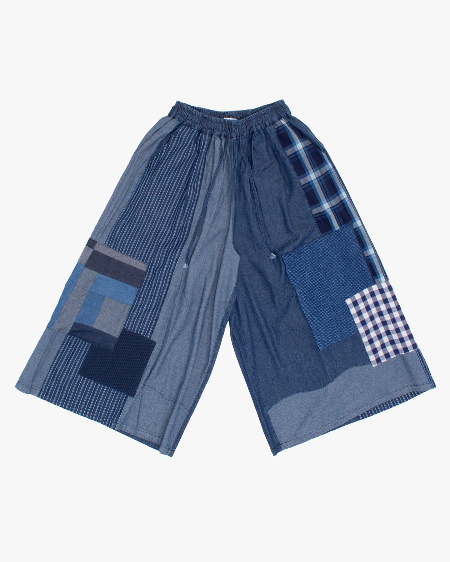 Kiriko Custom Wide Leg Pants, Washed Indigo Patched, Ver 3