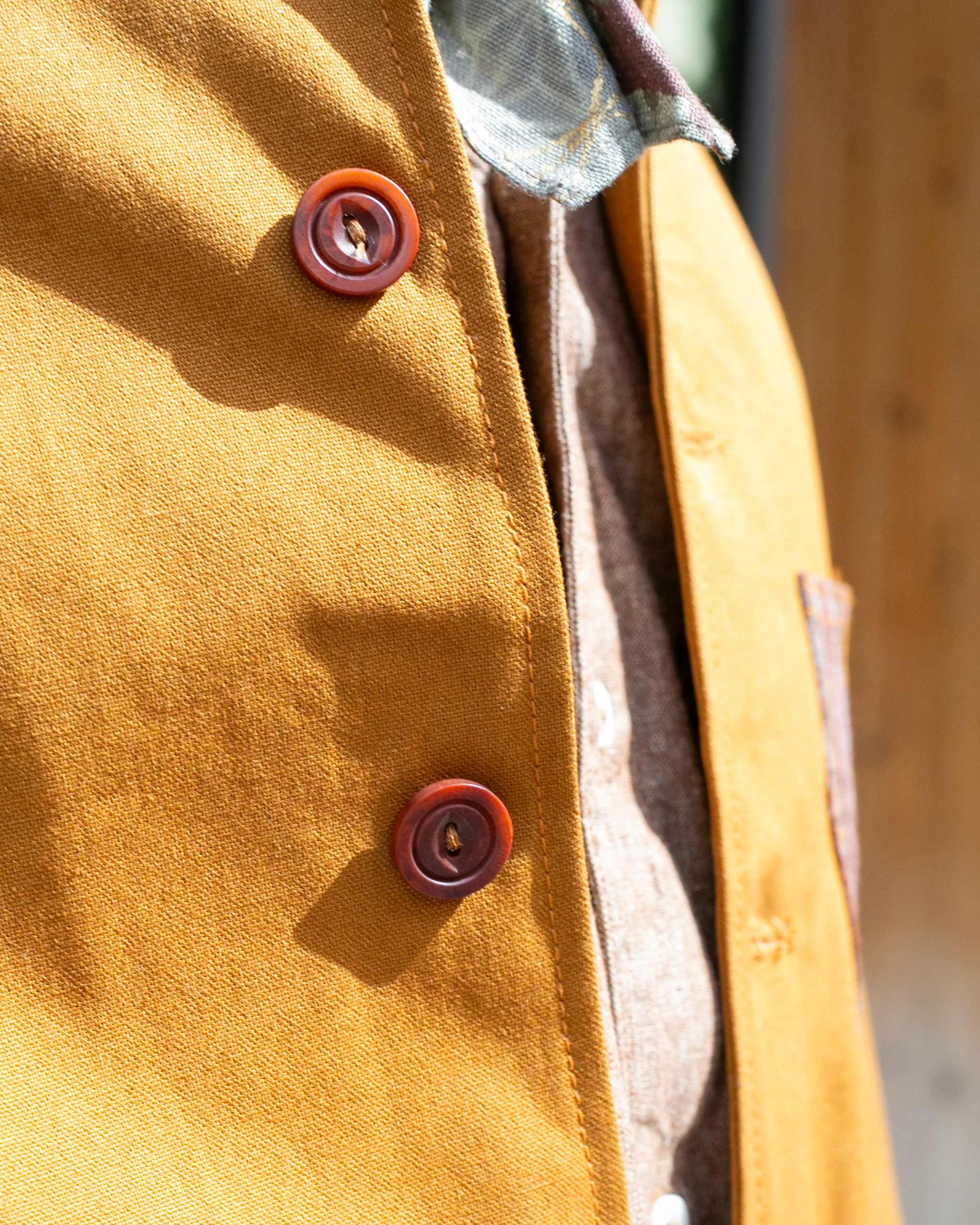 Kiriko Original Mandarin Collar Lightweight Jacket, Mustard - Image 5