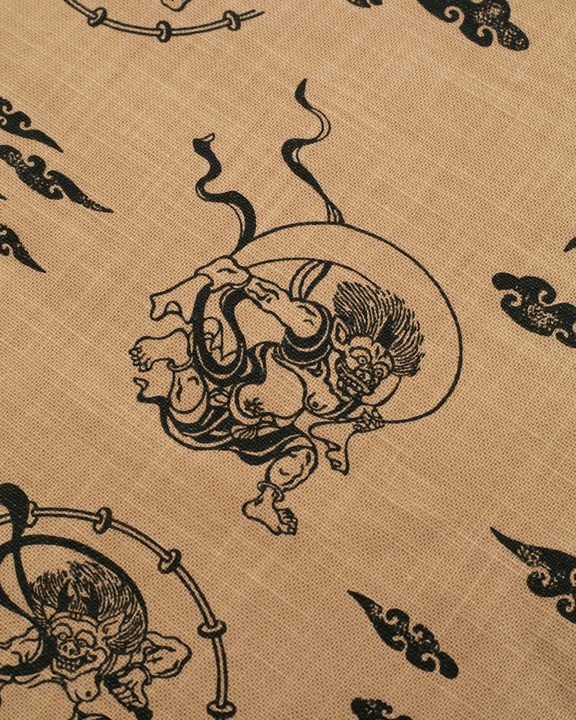 Kiriko Original Bandana, Classic, Fujin and Raijin, Tan - Image 2