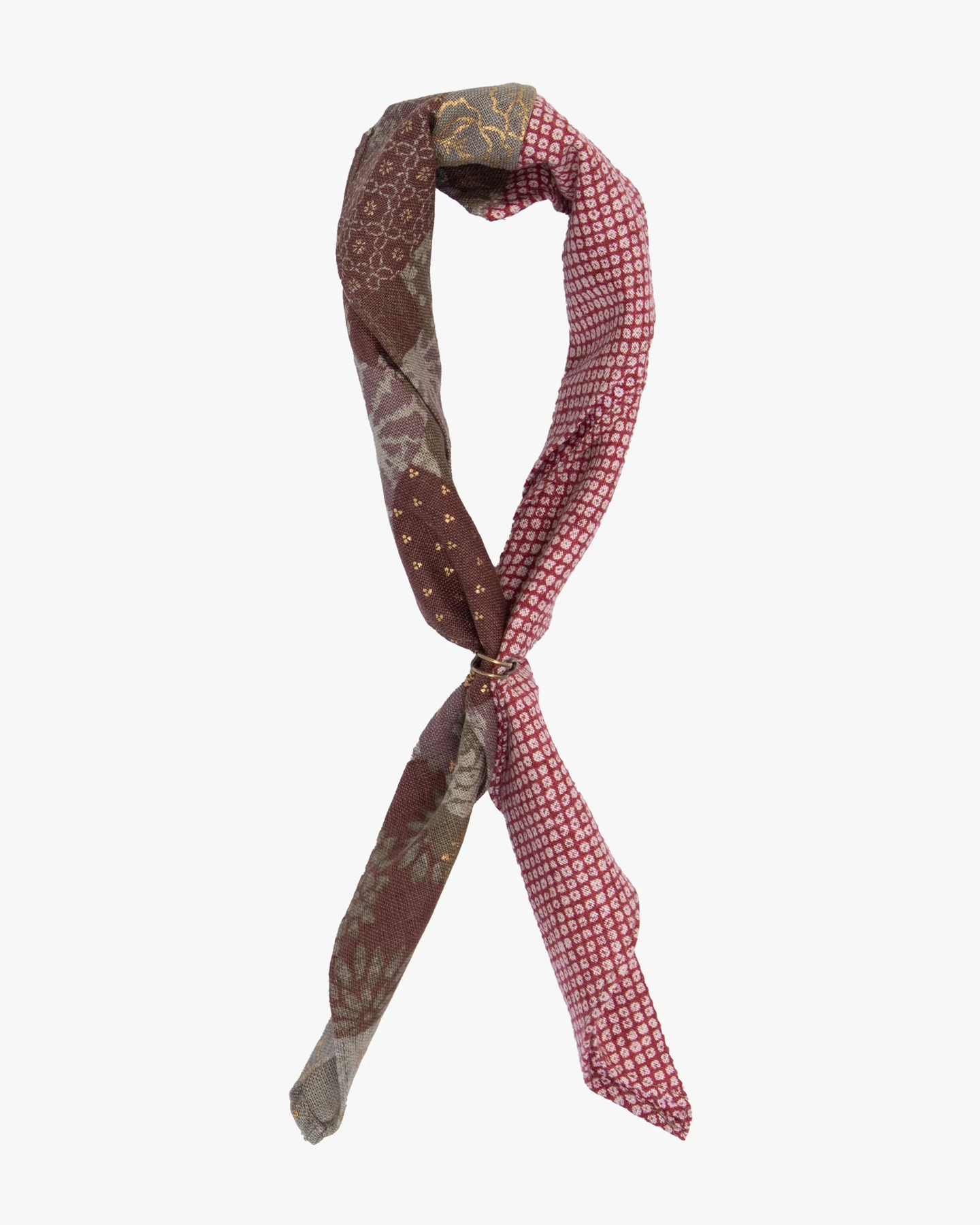 Kiriko Original Bandana, Split, Azuki and Gold and Red Shibori - Image 3