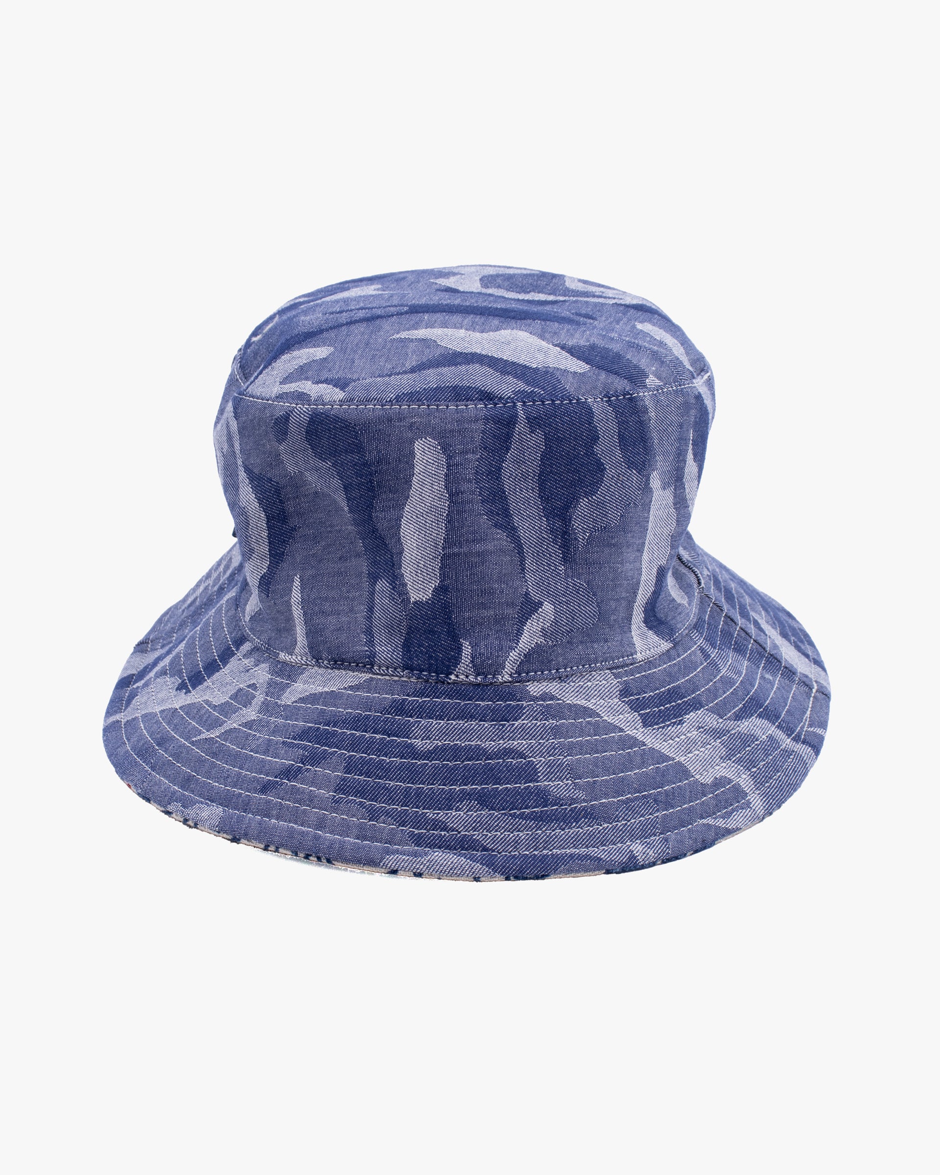 Kiriko Original Bucket Hat, Reversible Cream Tsubaki and Blue Camouflage Chambray - Image 10