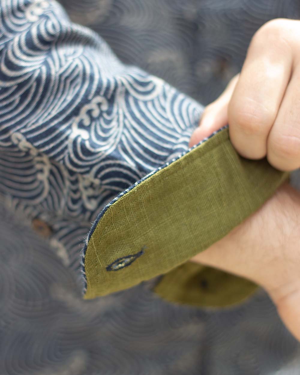 Kiriko Original Button-Up Shirt, Long Sleeve, Indigo Nami - Image 3