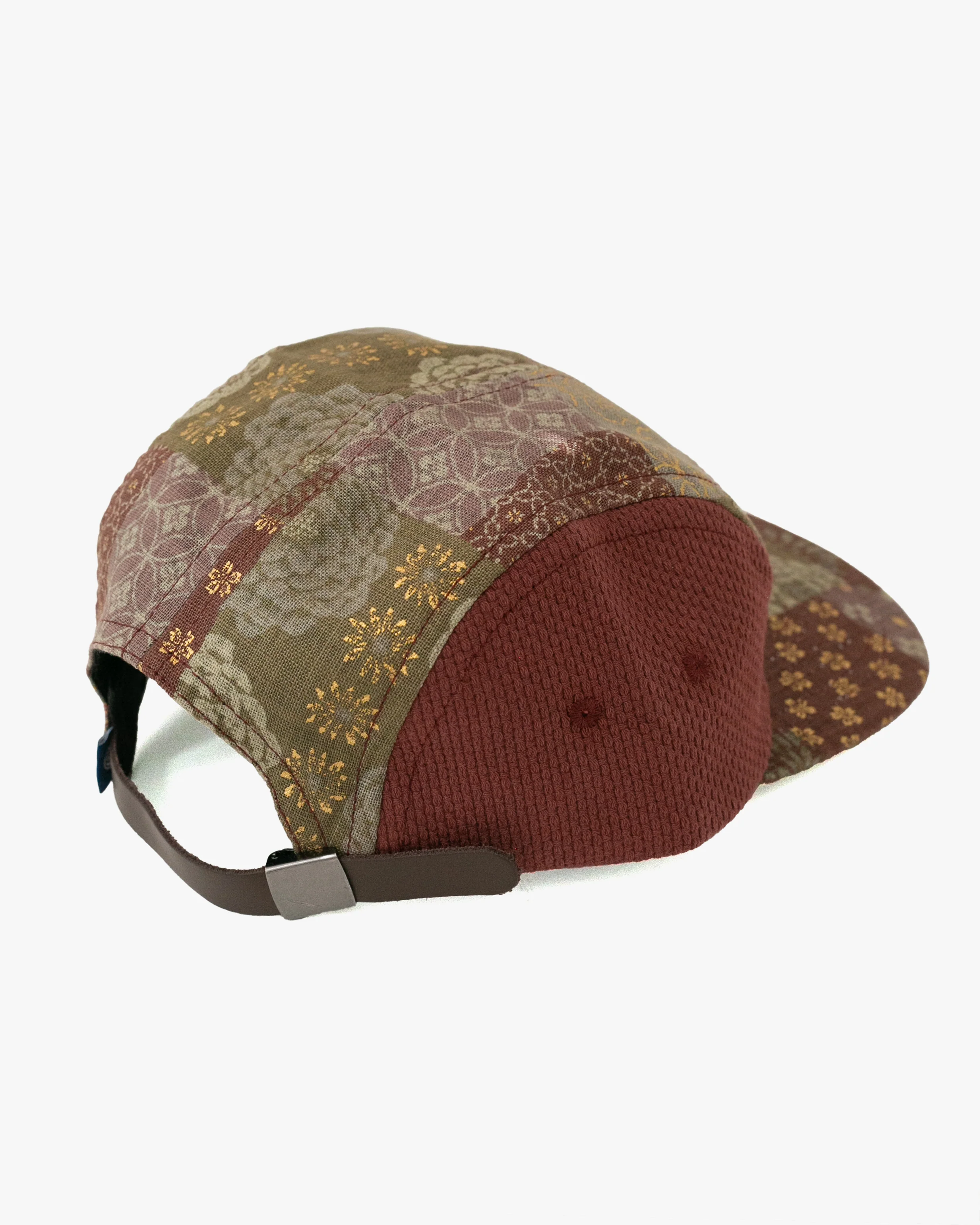 Kiriko Original Cap, 5-Panel, Two Tone, Azuki and Gold Multi Patchwork Style X Sashi-Ori - Image 5