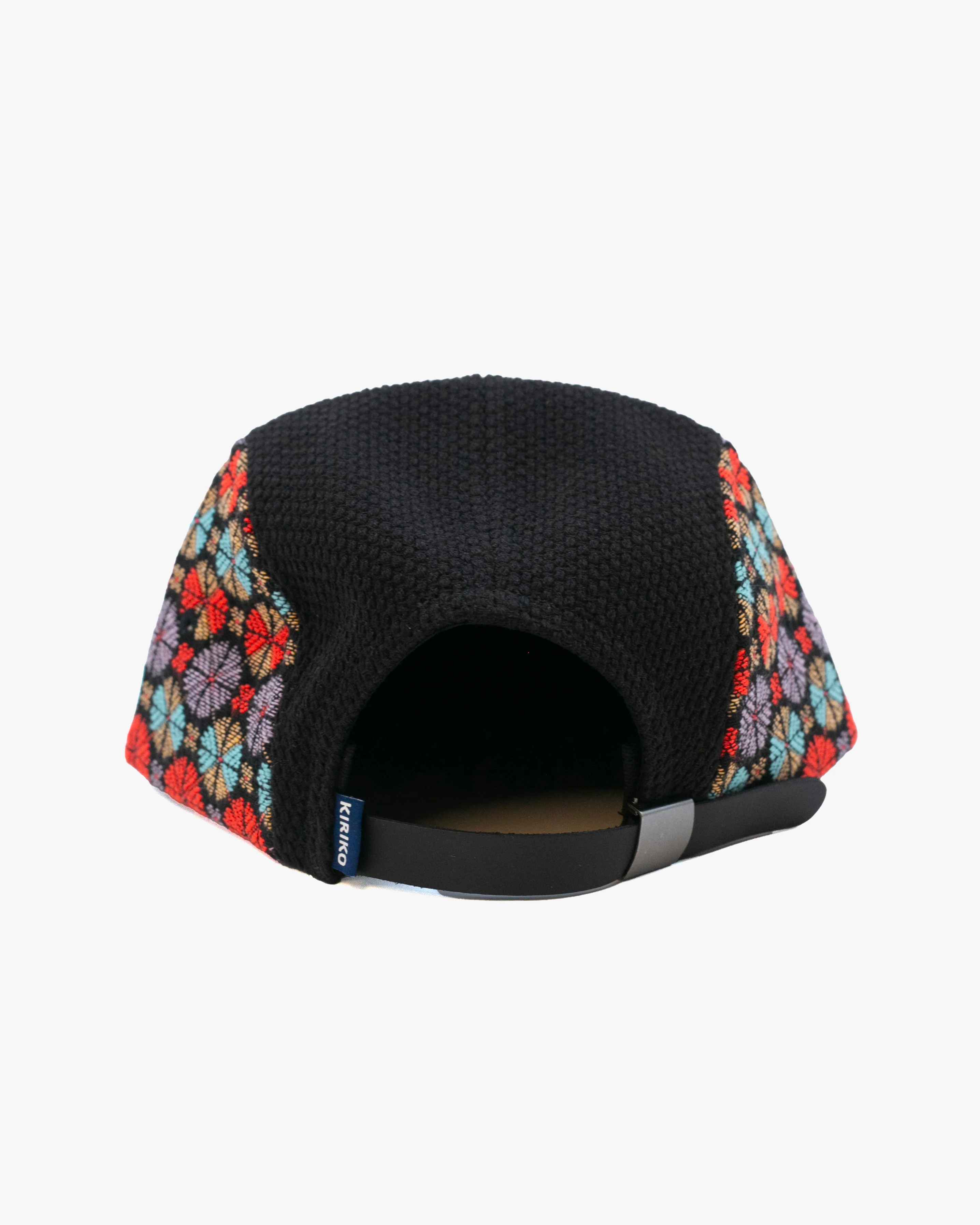 Kiriko Original Cap, 5-Panel, Two Tone, Black Sashi-Ori with Multicolor Chrysanthemum French Jacquard - Image 5