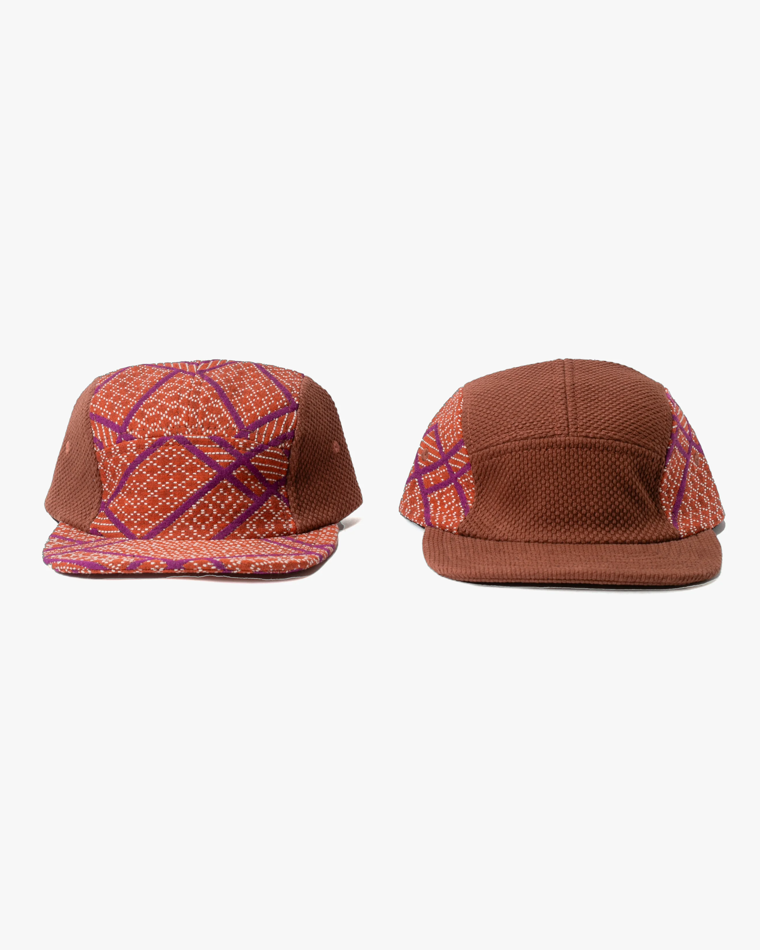 Kiriko Original Cap, 5-Panel, Two Tone, Burnt Scarlet and Violet Sashiko Hishi X Sashi-Ori - Image 9
