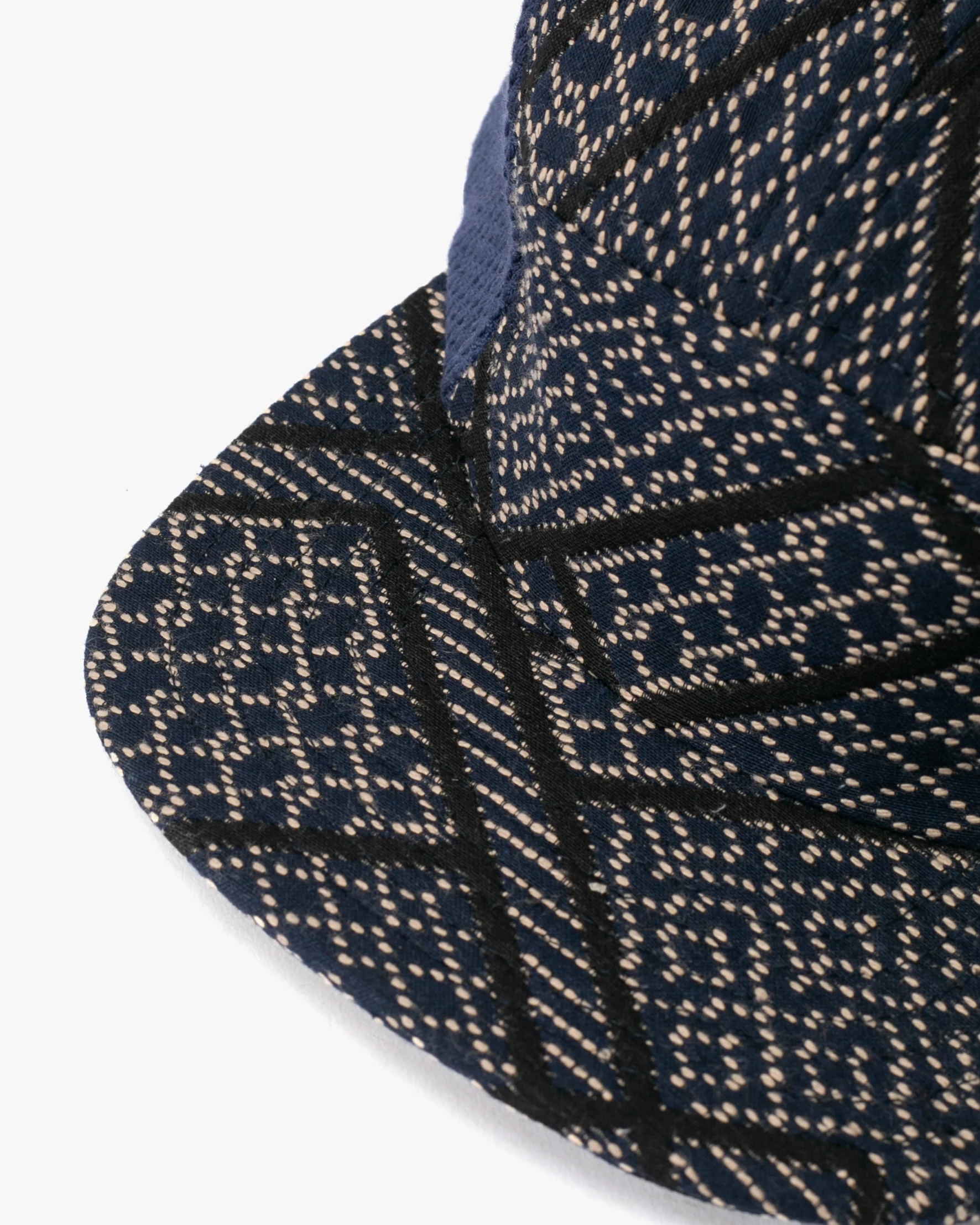 Kiriko Original Cap, 5-Panel, Two Tone, Indigo and Black Sashiko Hishi X Sashi-Ori - Image 10