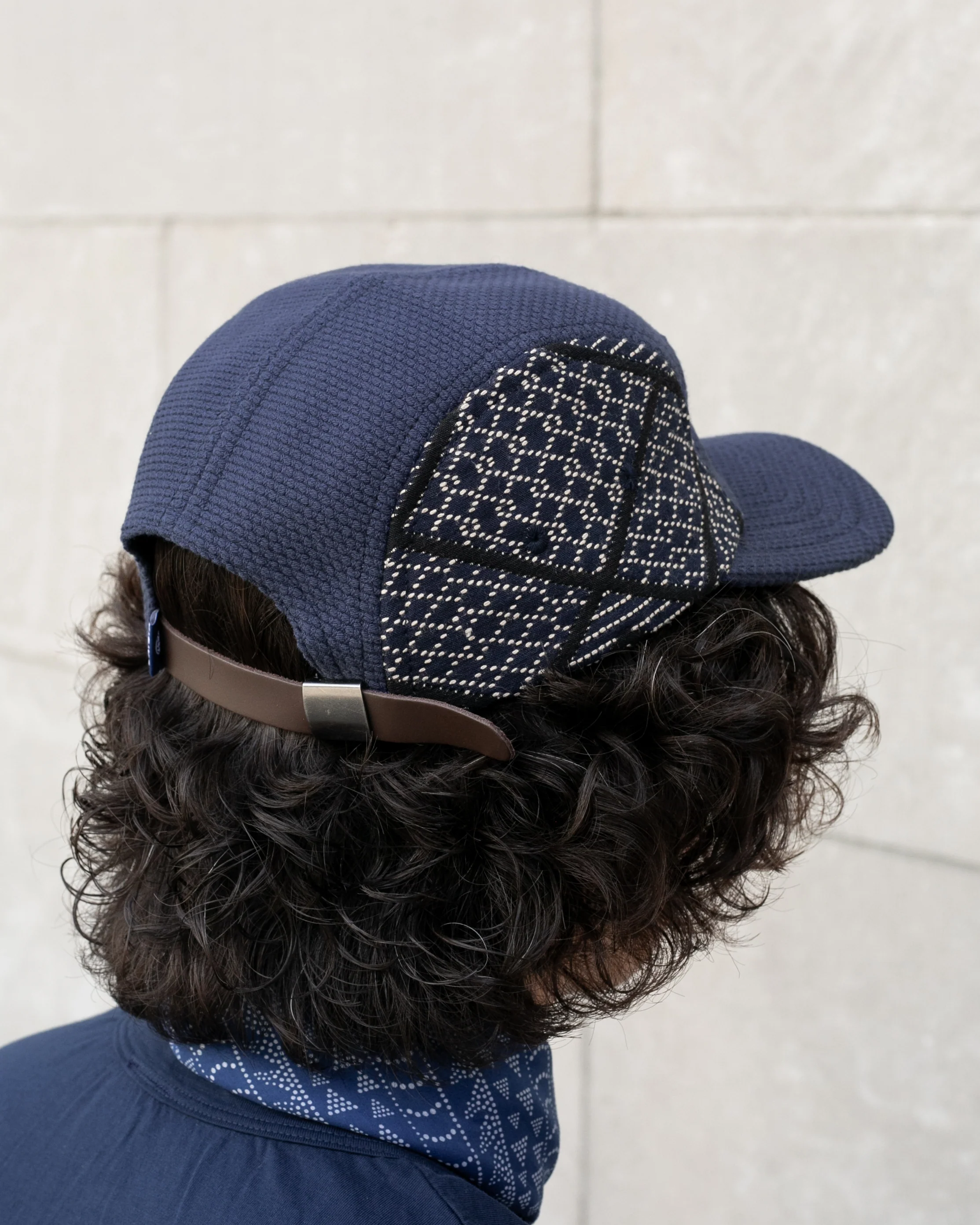 Kiriko Original Cap, 5-Panel, Two Tone, Indigo and Black Sashiko Hishi X Sashi-Ori - Image 5