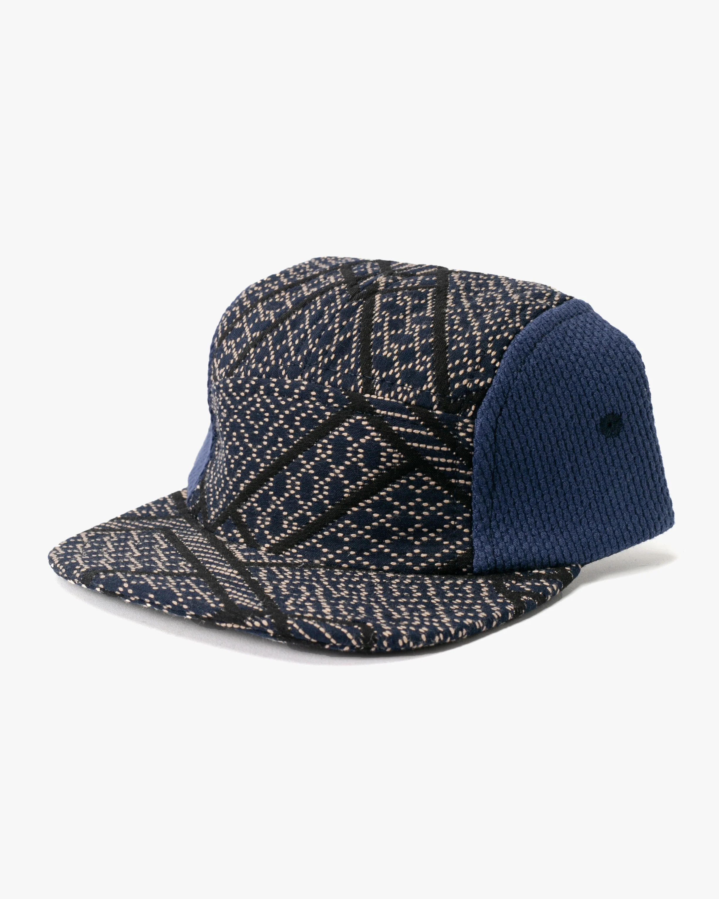 Kiriko Original Cap, 5-Panel, Two Tone, Indigo and Black Sashiko Hishi X Sashi-Ori - Image 9