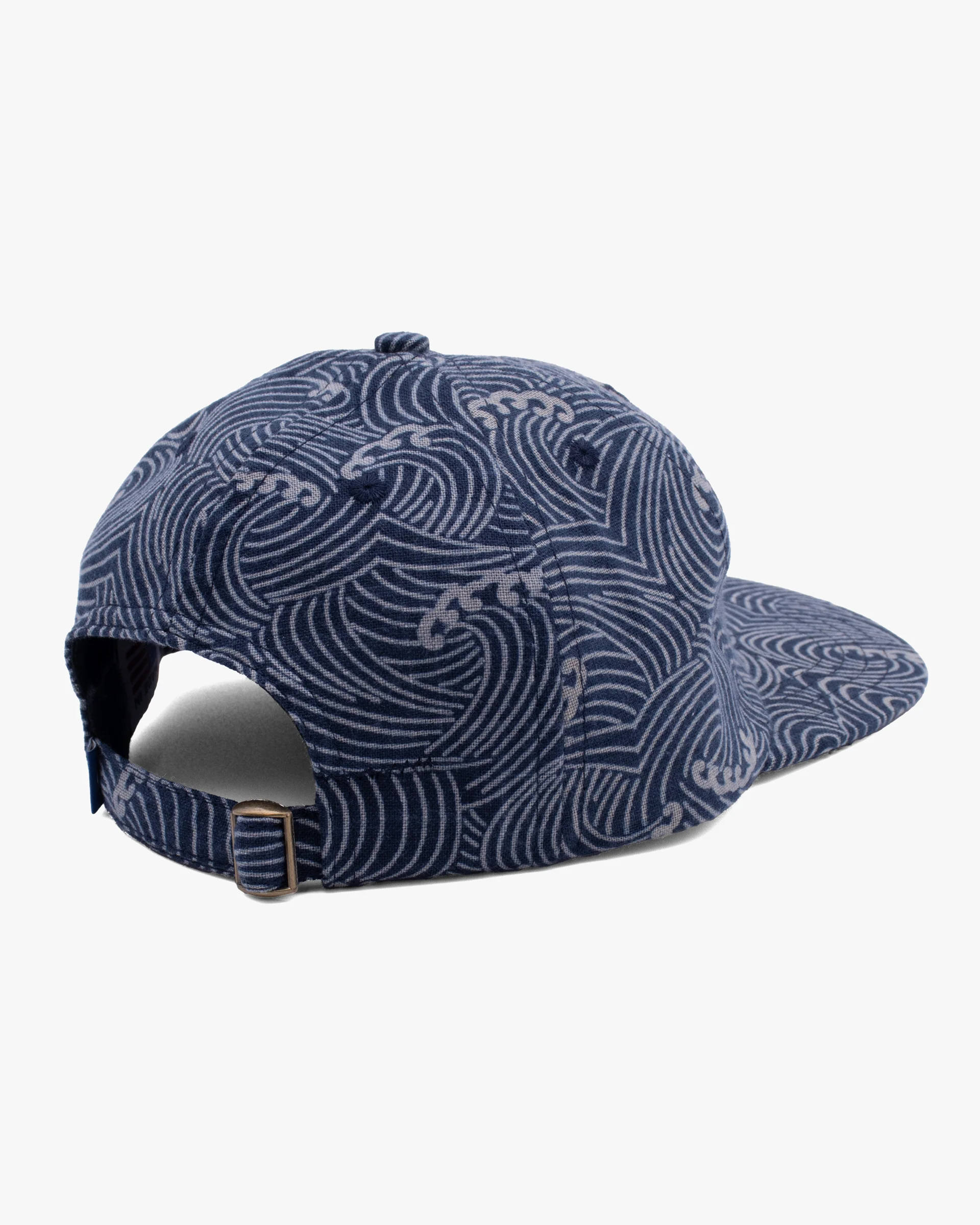 Kiriko Original Cap, 6-Panel, Indigo Nami with Sashiko Underbill - Image 2