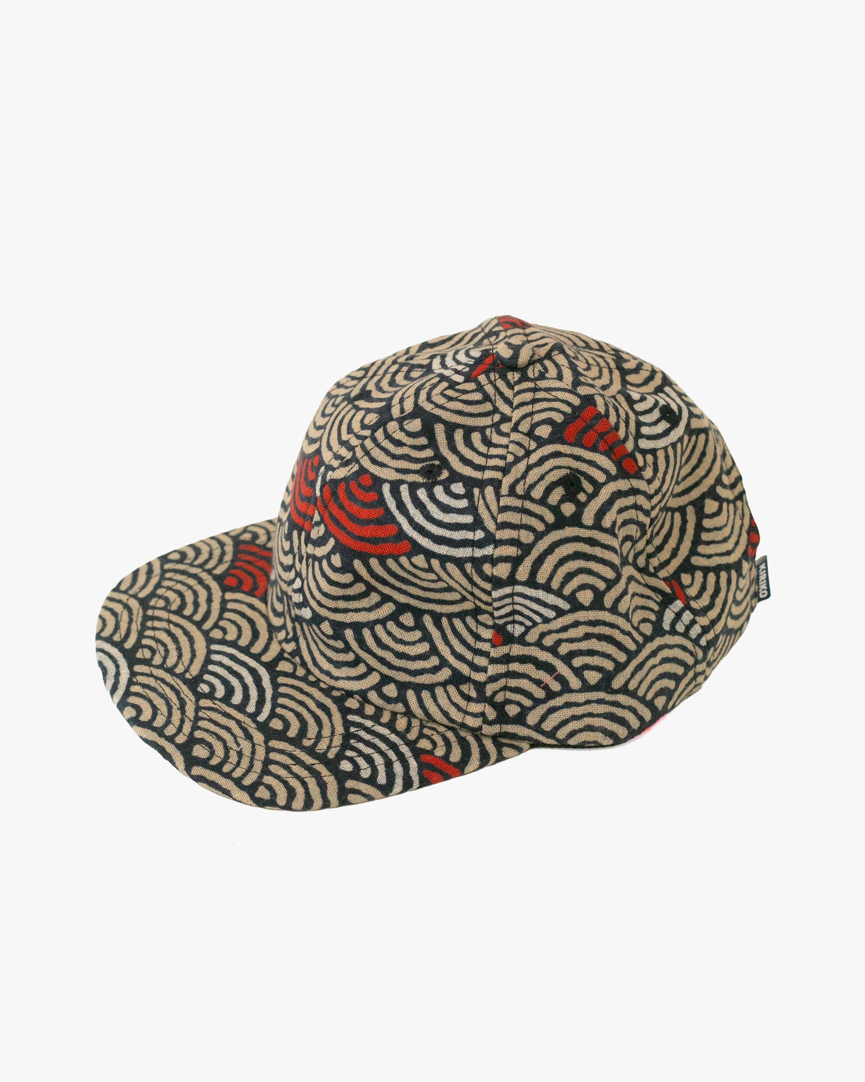 Kiriko Original Cap, 6-Panel Indigo Seigaiha with Solid Indigo Underbill - Image 4