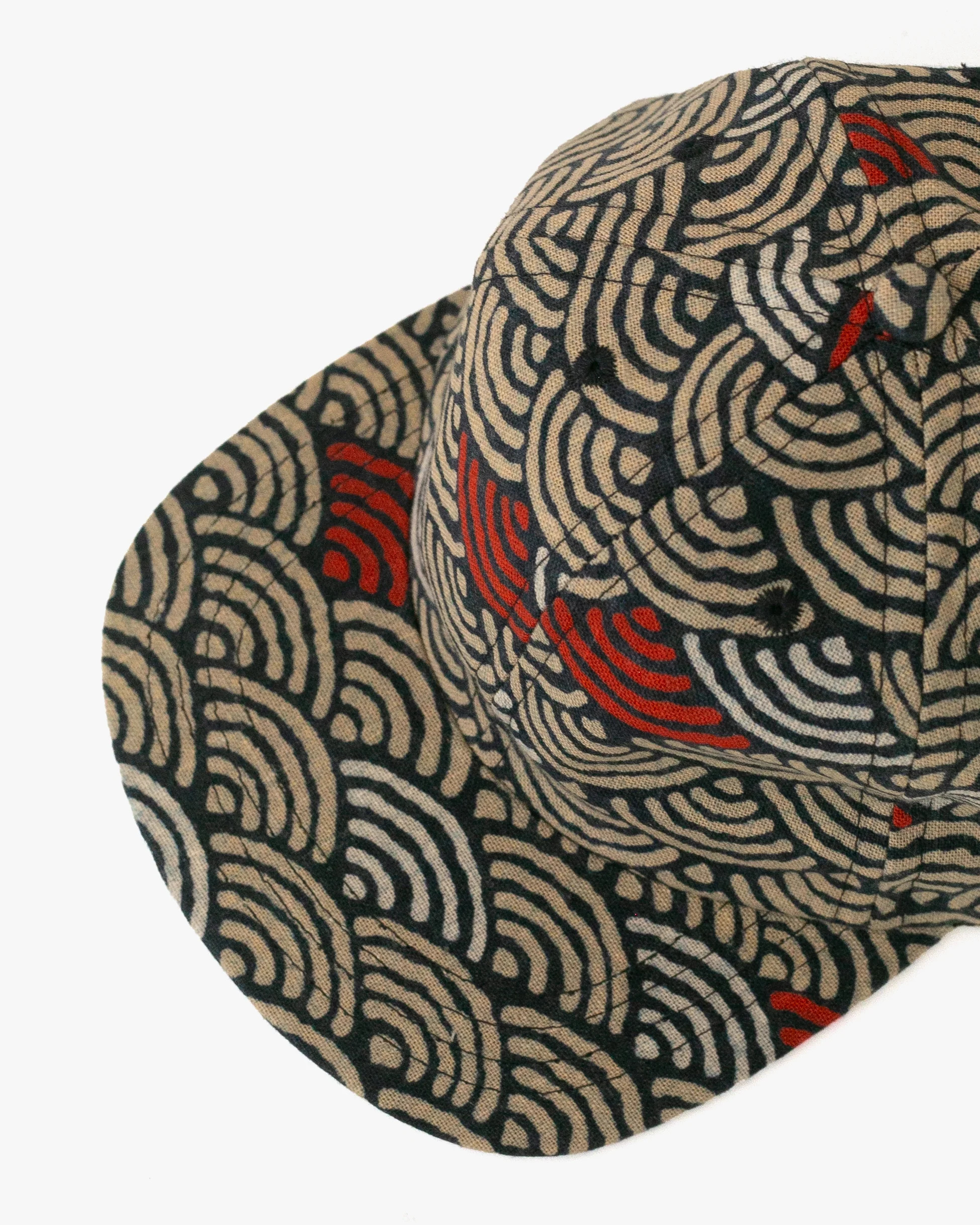 Kiriko Original Cap, 6-Panel Indigo Seigaiha with Solid Indigo Underbill - Image 6