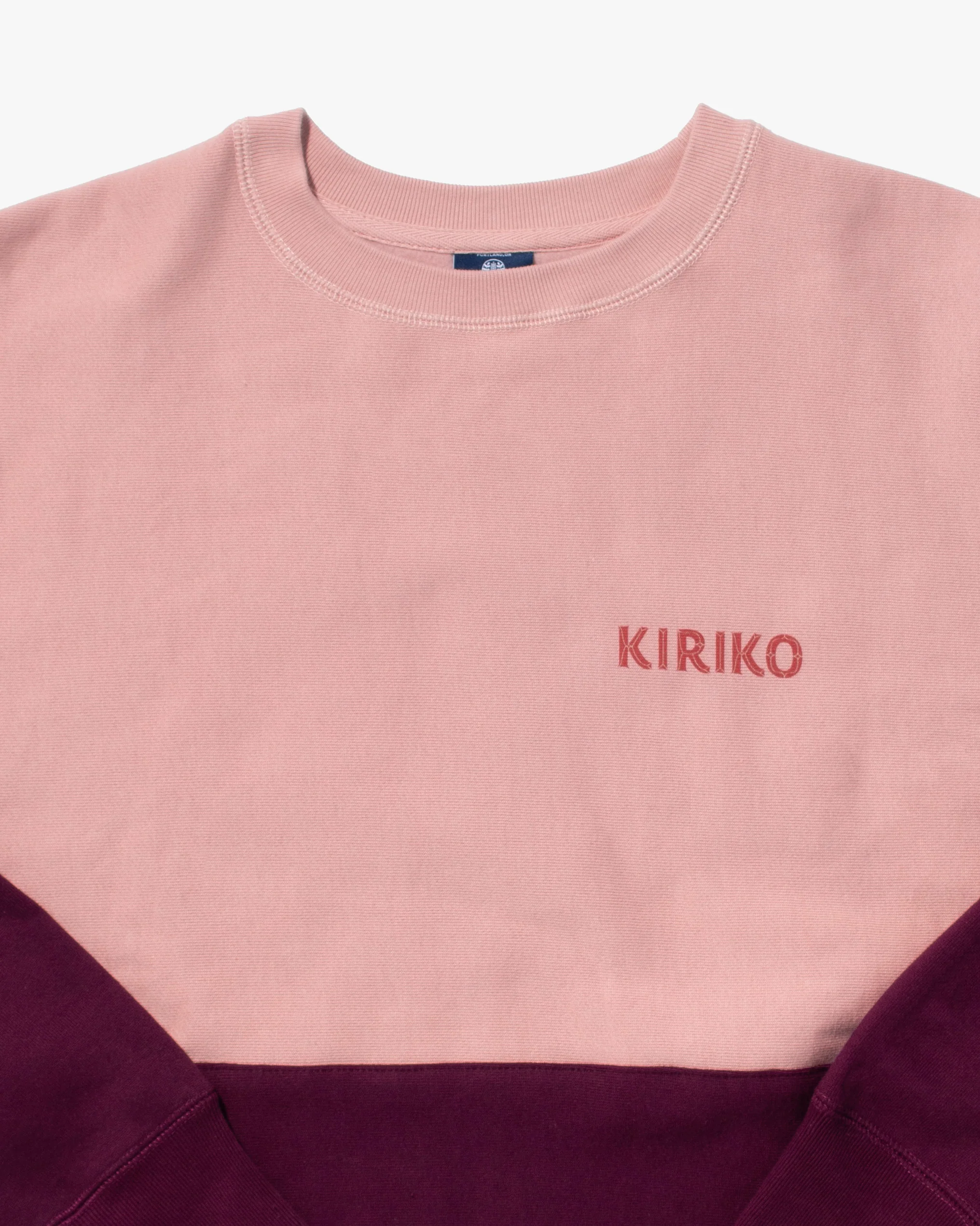 Kiriko Original Crewneck, Printed Ainu, Two-Tone, Light Pink with Maroon - Image 2