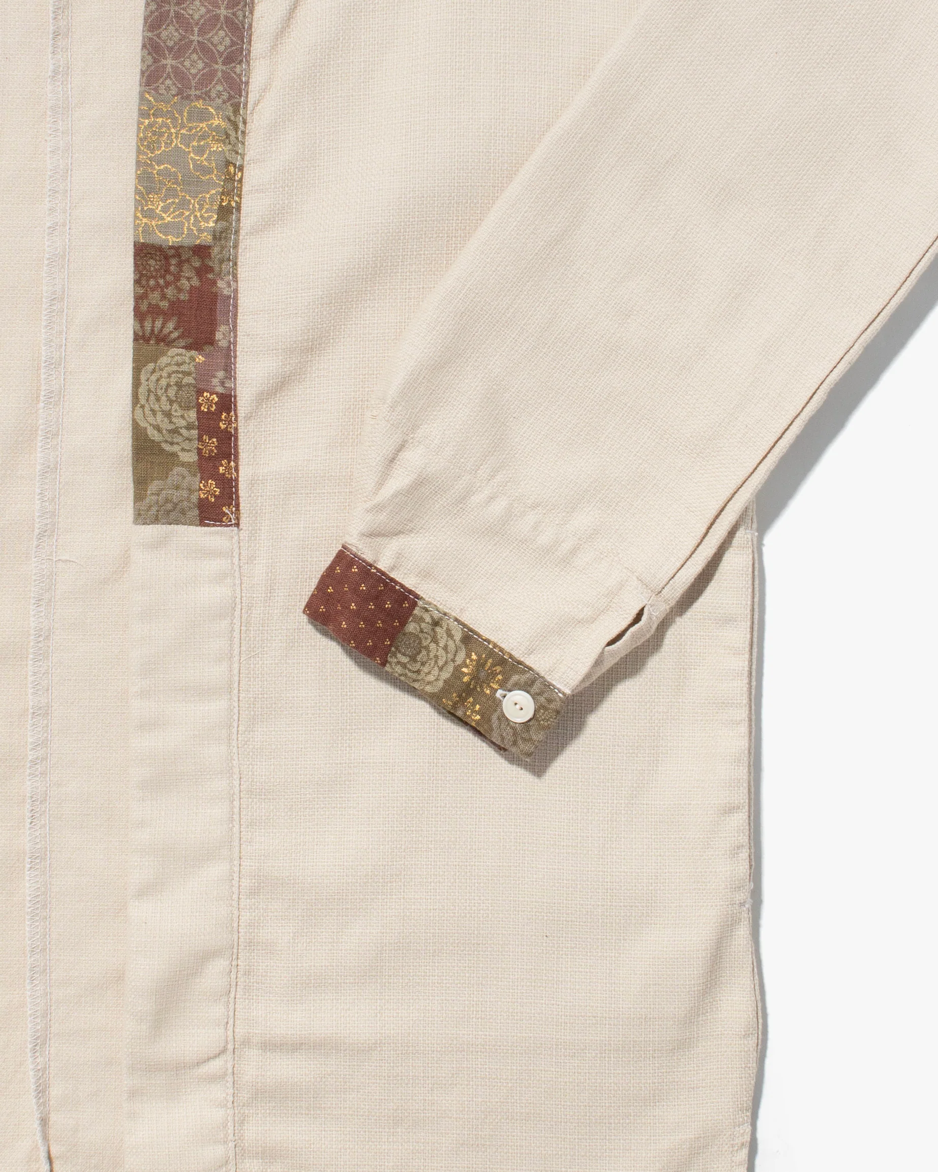 Kiriko Original Jacket, Modern Noragi, Cream and Multi Patchwork, Azuki and Gold - Image 8